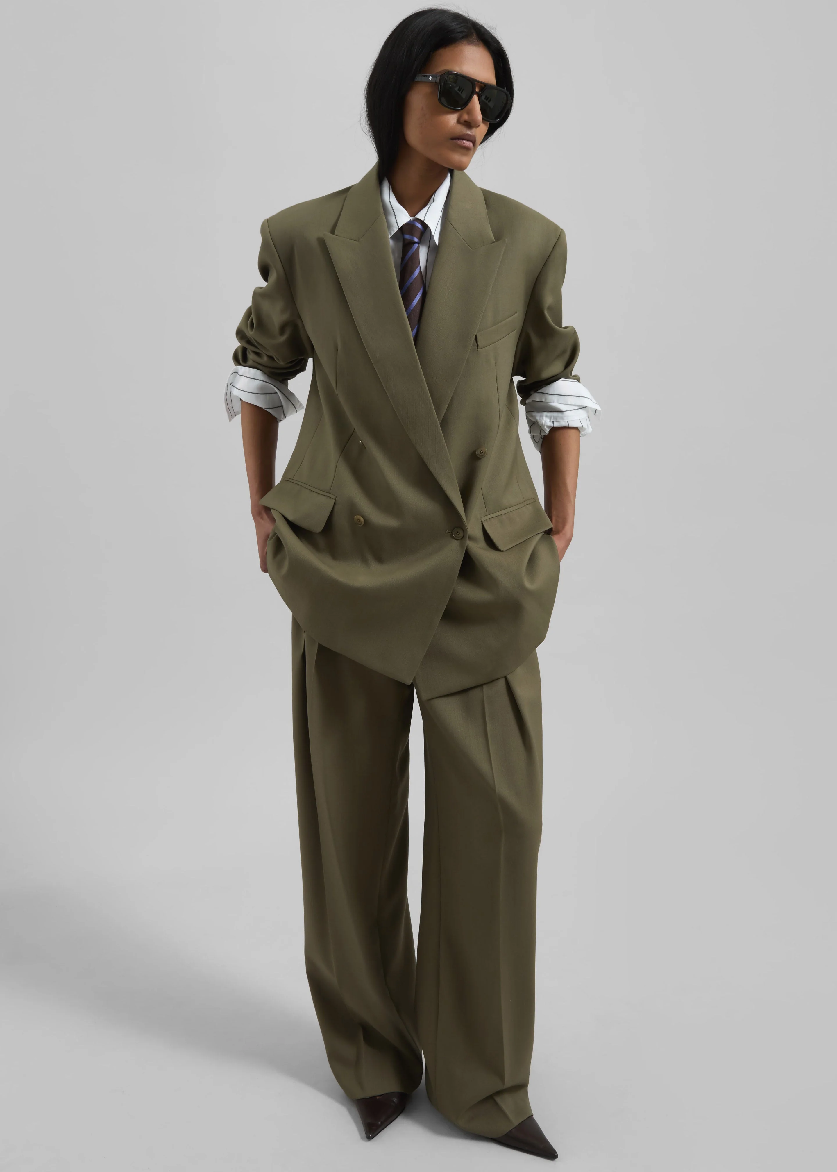 Daytona Pleated Trousers - Khaki - 1