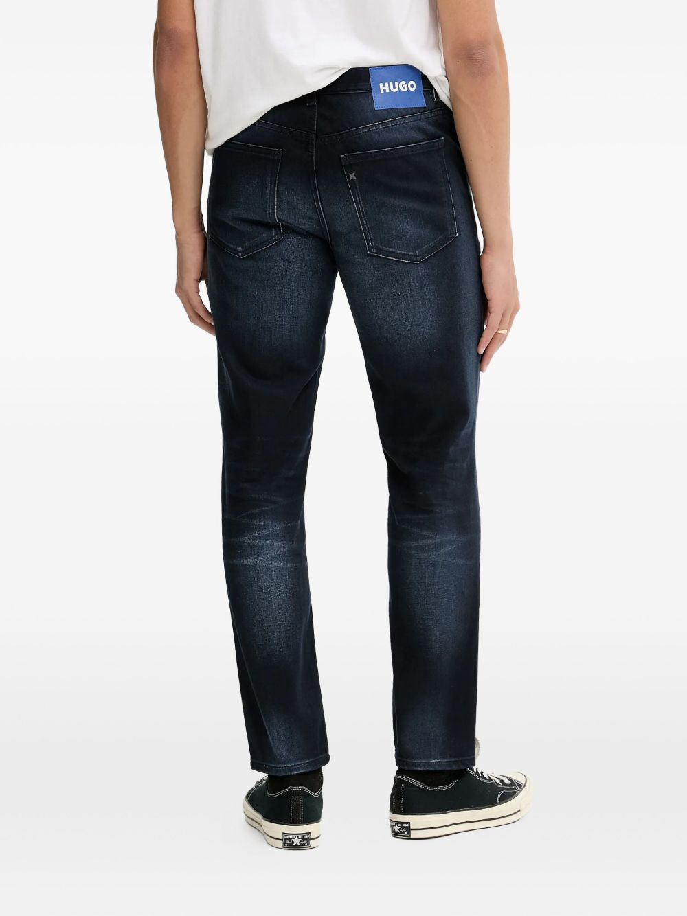 faded dark-wash jeans - 3