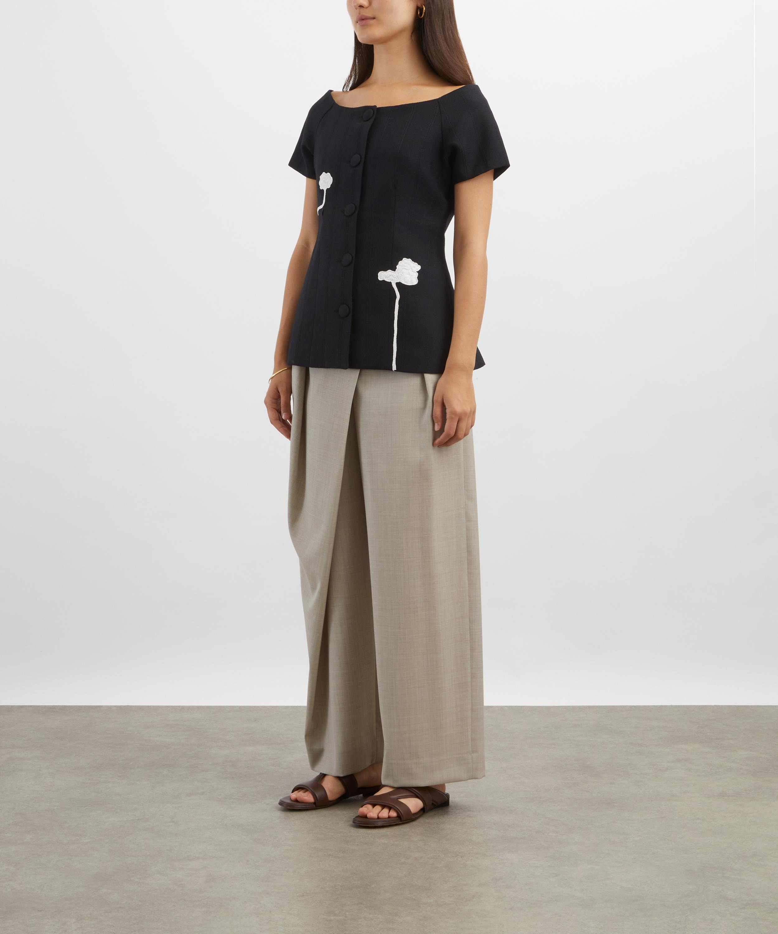Black Hishiro Stripe Wool Top - 2