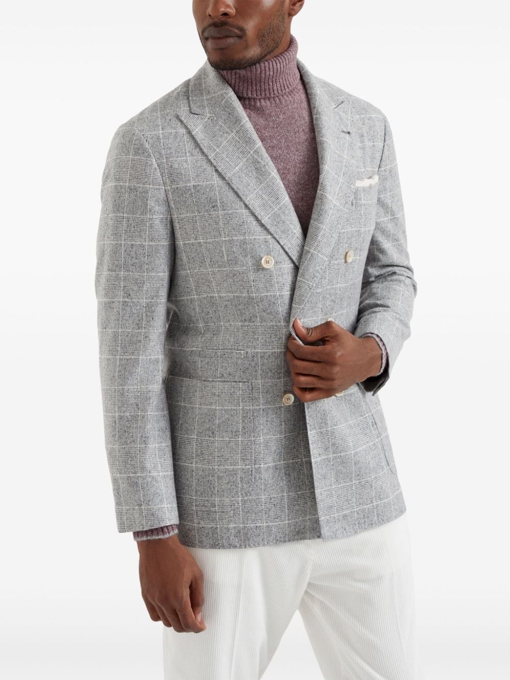 single-breasted checked blazer - 3