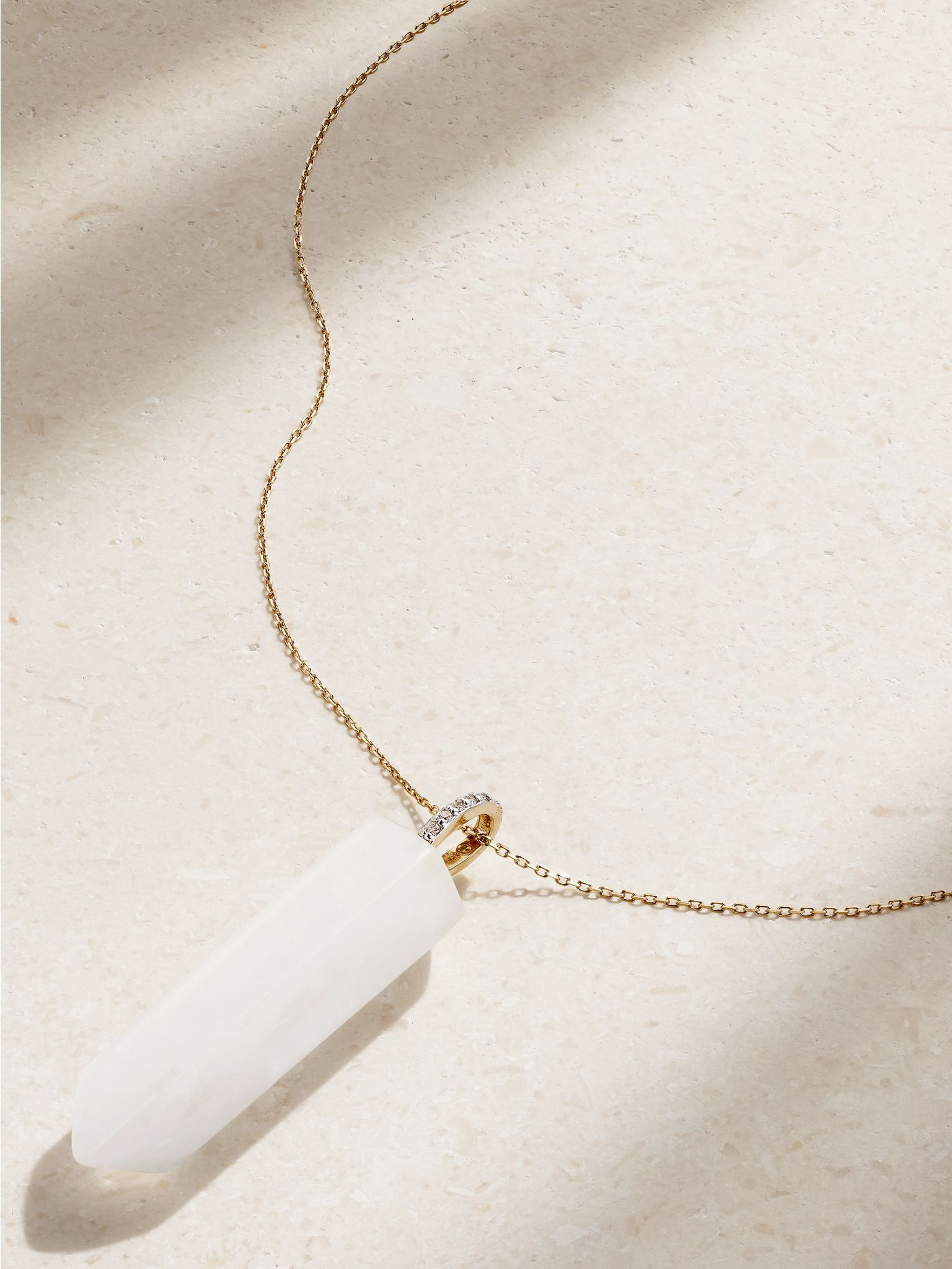 14-karat gold, quartz and diamond necklace Gold - 4