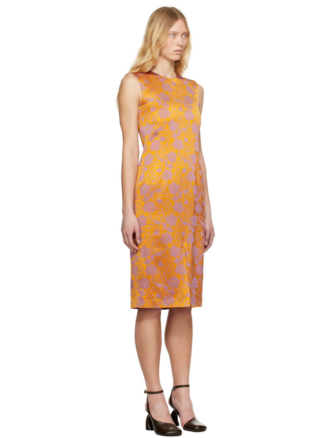 Orange & Purple Floral Midi Dress - 2