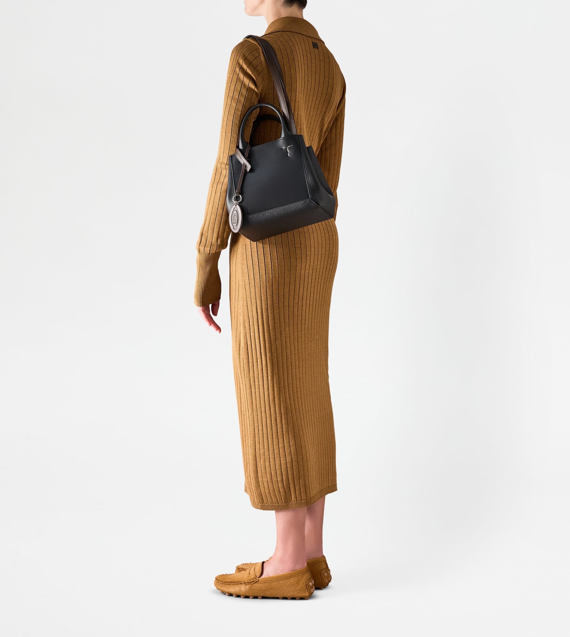 TOD'S DOUBLE UP SHOPPING BAG IN LEATHER SMALL - BLACK, BROWN - 10