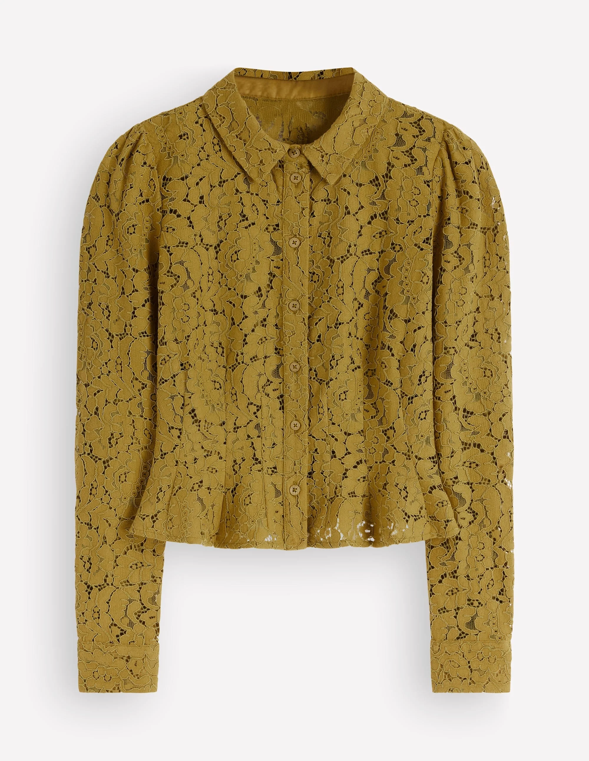 Julia Darted Lace Shirt-Olive - 1