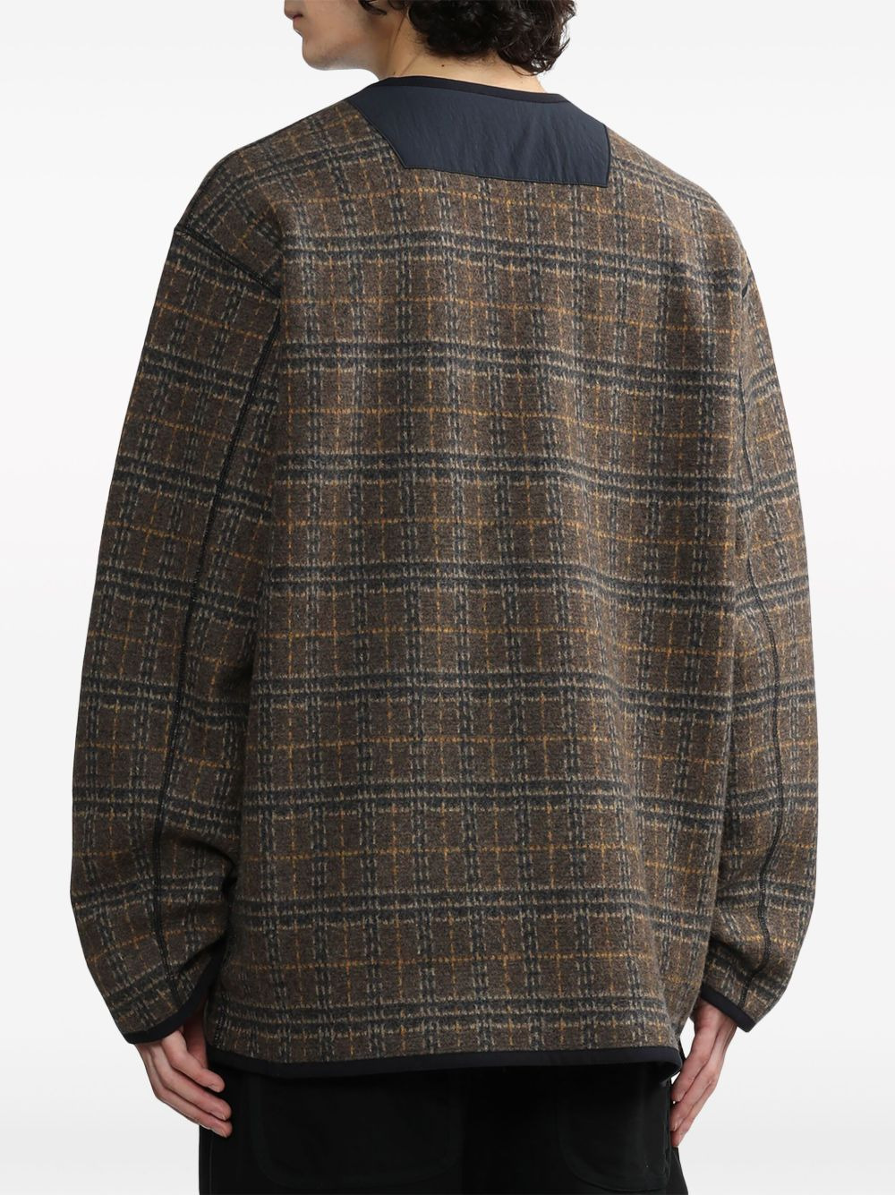 check-pattern zip-up jacket - 4