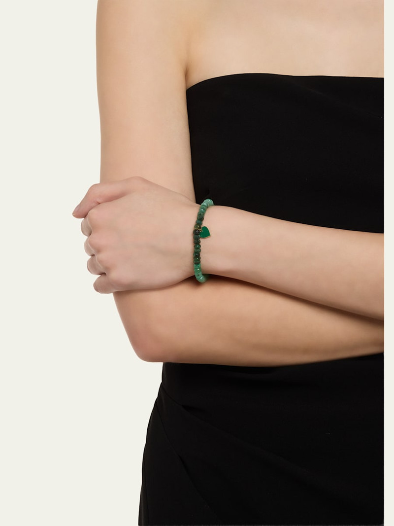 SYDNEY EVAN 14K Green Enamel Heart on Rondelle Bracelet outlook