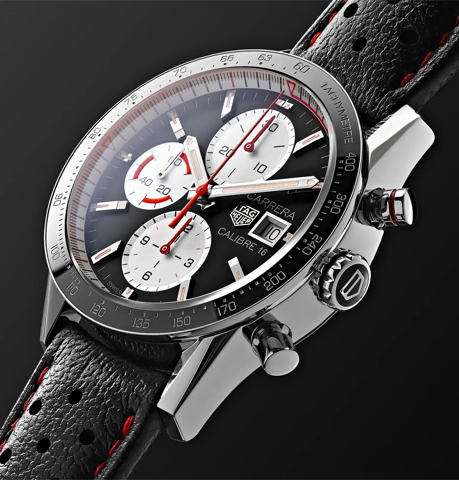 Carrera Automatic Chronograph 41mm Steel and Leather Watch, Ref. No. CV201AP.FC6429 - 4