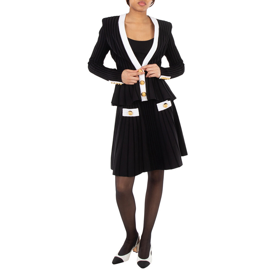 Balmain High-Waisted Ribbed-Knit Mini Skirt - 2