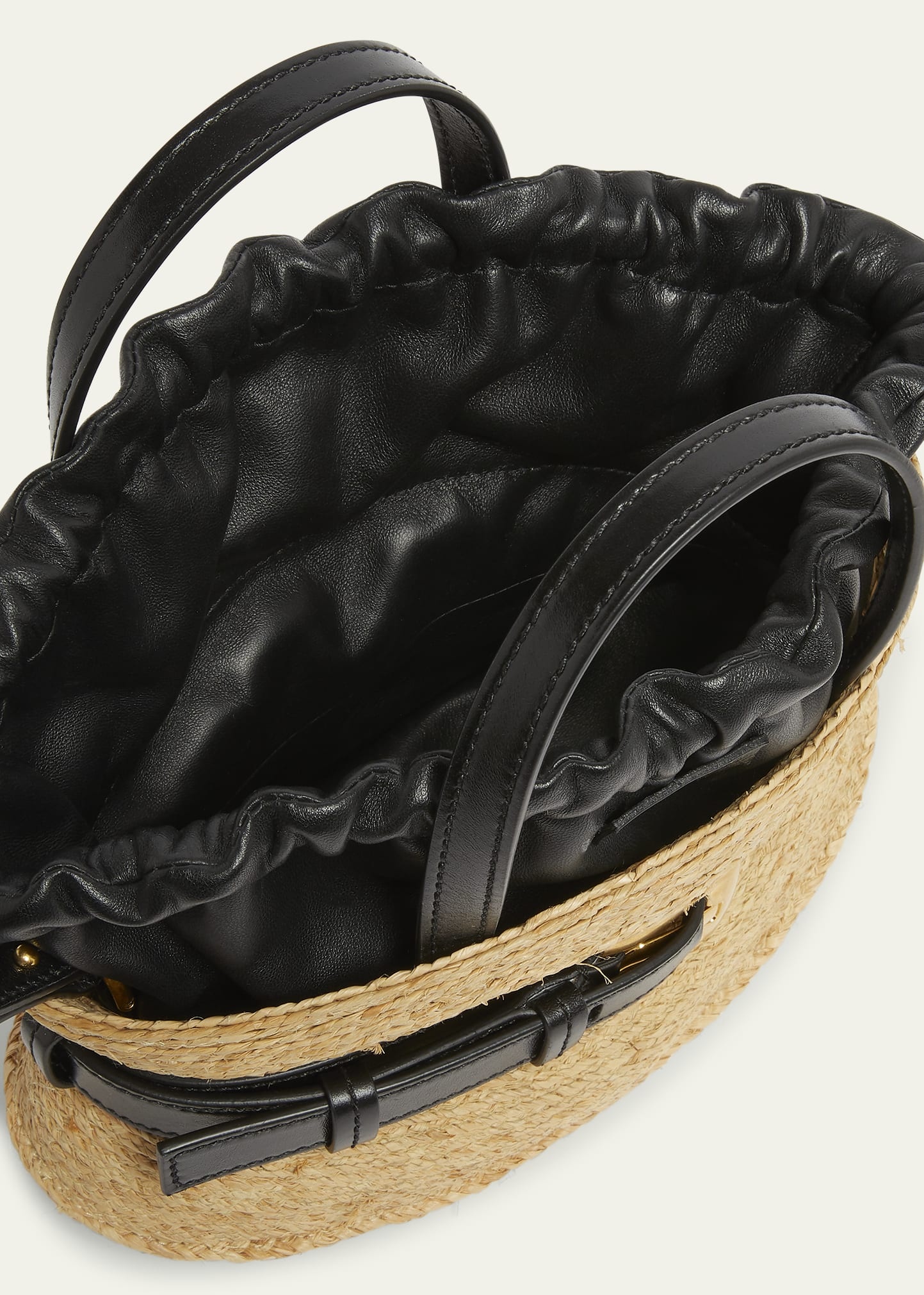 Shuffle Mini Top-Handle Bag in Raffia and Calfskin - 4