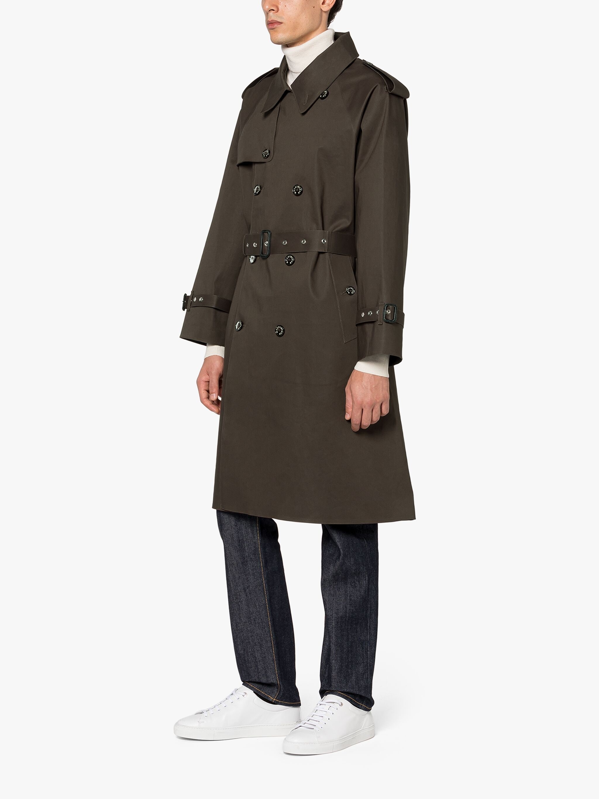 EARLSTON CHOCOLATE BONDED COTTON TRENCH COAT - 2