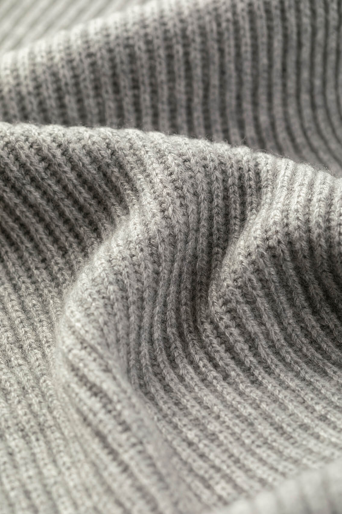 Grey Cashmere Ribbed Scarf - 2