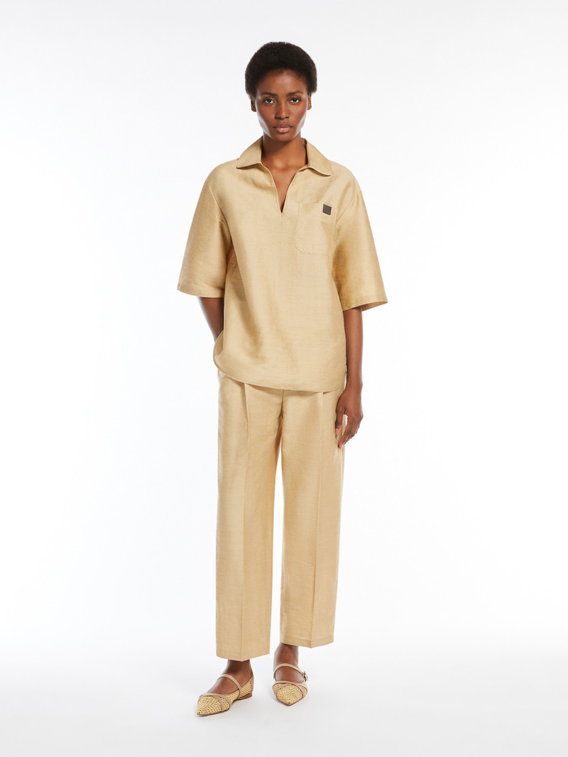 Max Mara OSIRIDE Linen and silk canvas polo sweater outlook