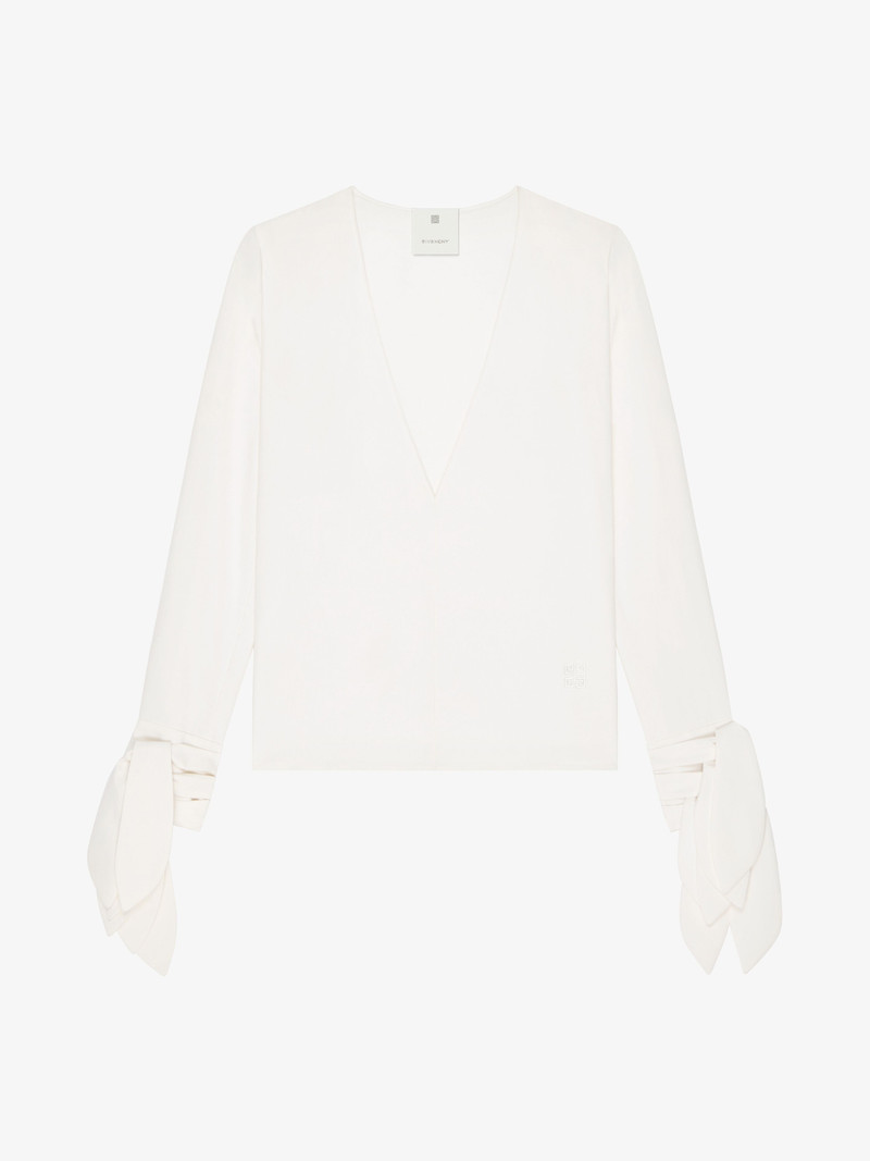 POPLIN 및 4G EMBROIDERY에 있는 BOWS를 가진 블라우스 - 1
