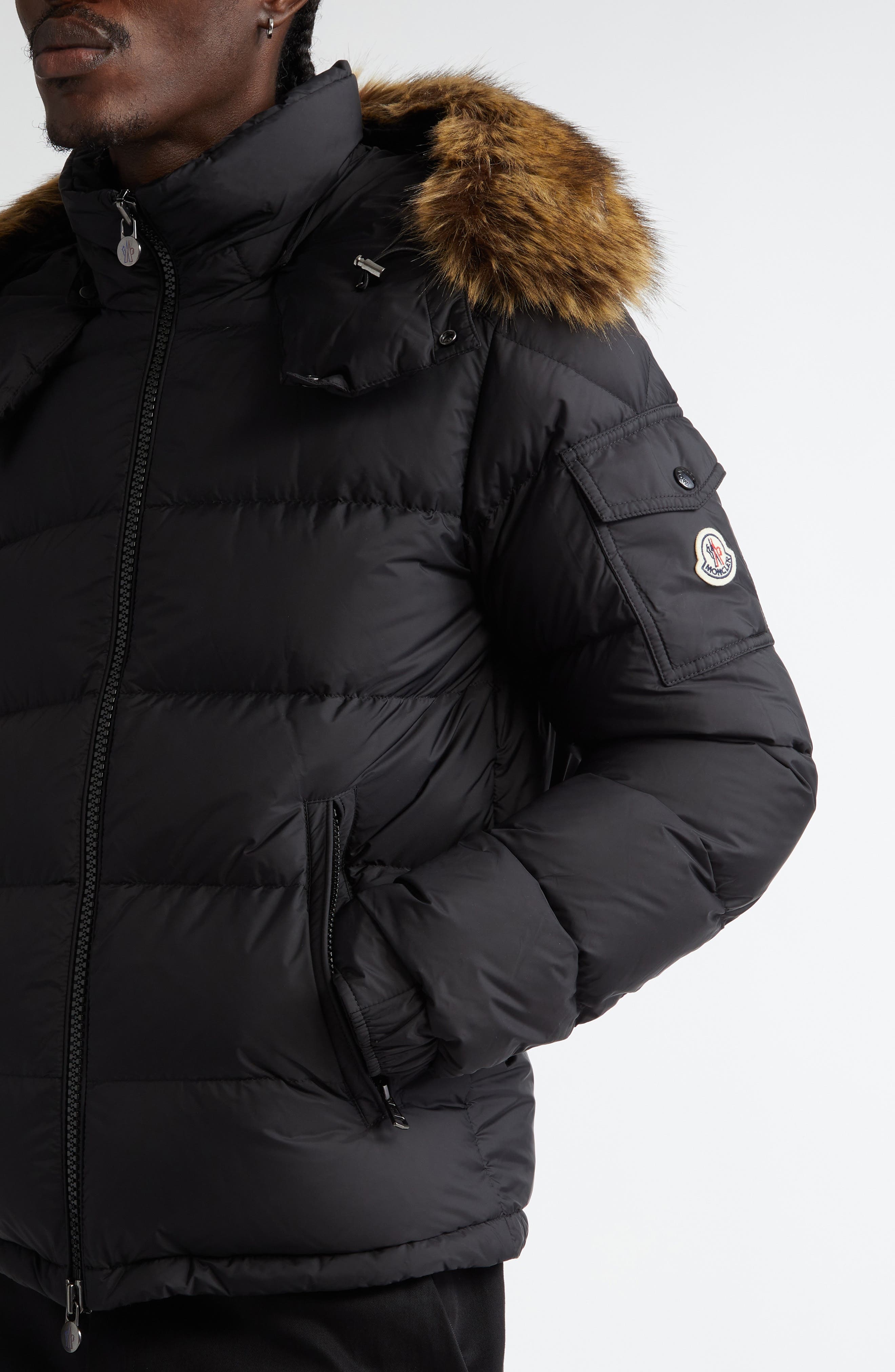 Moncler Mayaf Hooded Down Jacket with Faux Fur Trim in Black at Nordstrom - 4