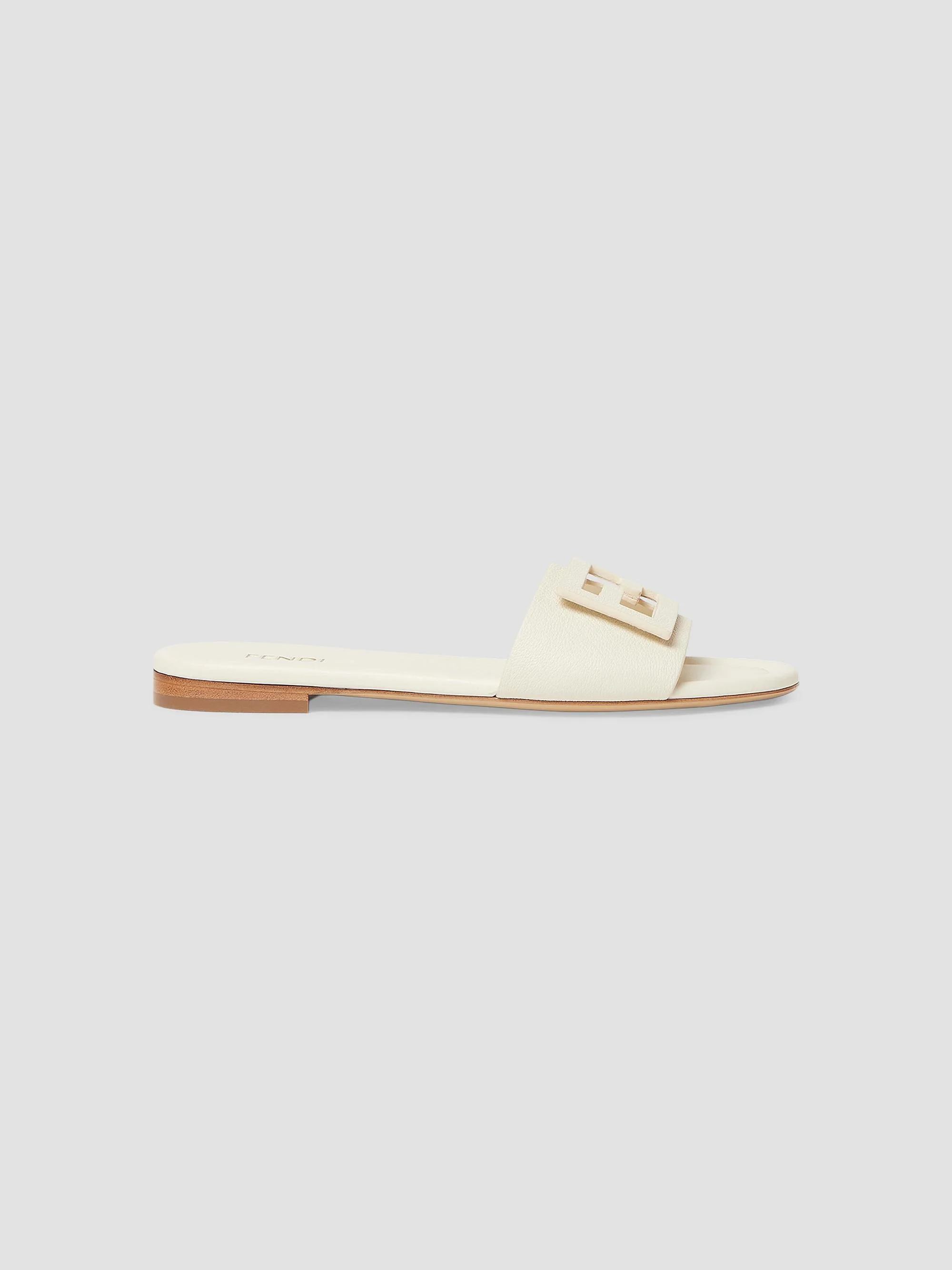 Women's FF Leather Flat Sandals - Pergamena Medio - 1