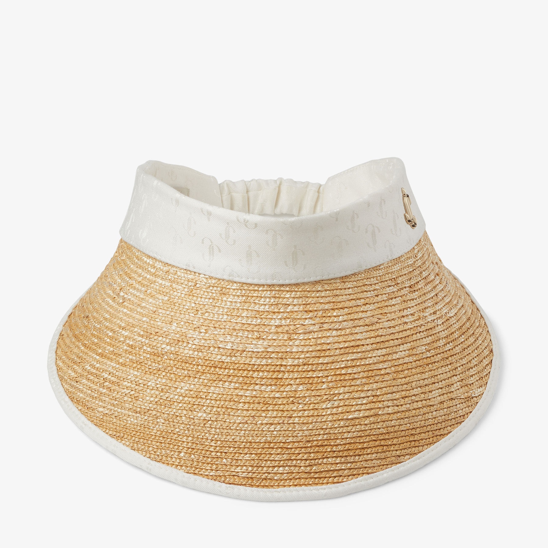 Ondine
Latte JC Monogram Jacquard Silk, Modal and Raffia Visor - 1