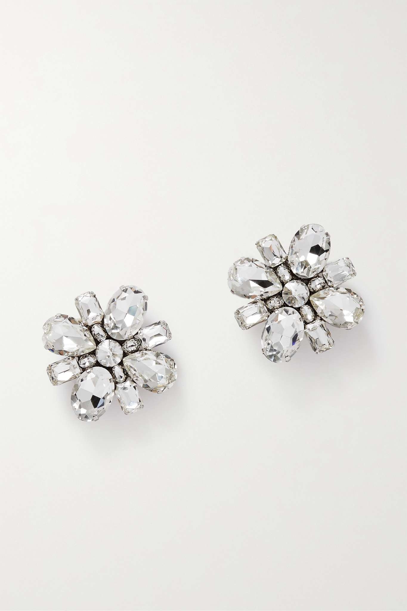 Silver-tone crystal clip earrings - 1