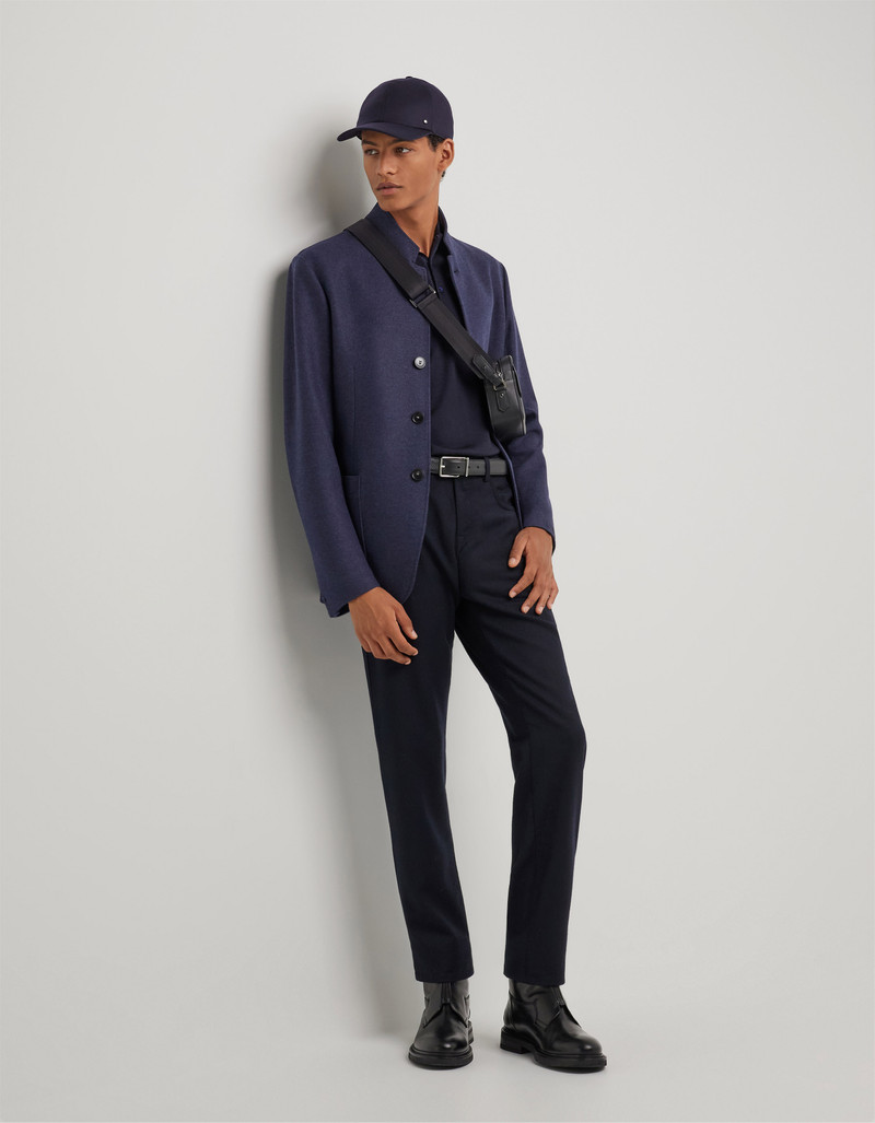 Canali BLUE WOOL AND CASHMERE JACKET WITH STAND-UP COLLAR outlook