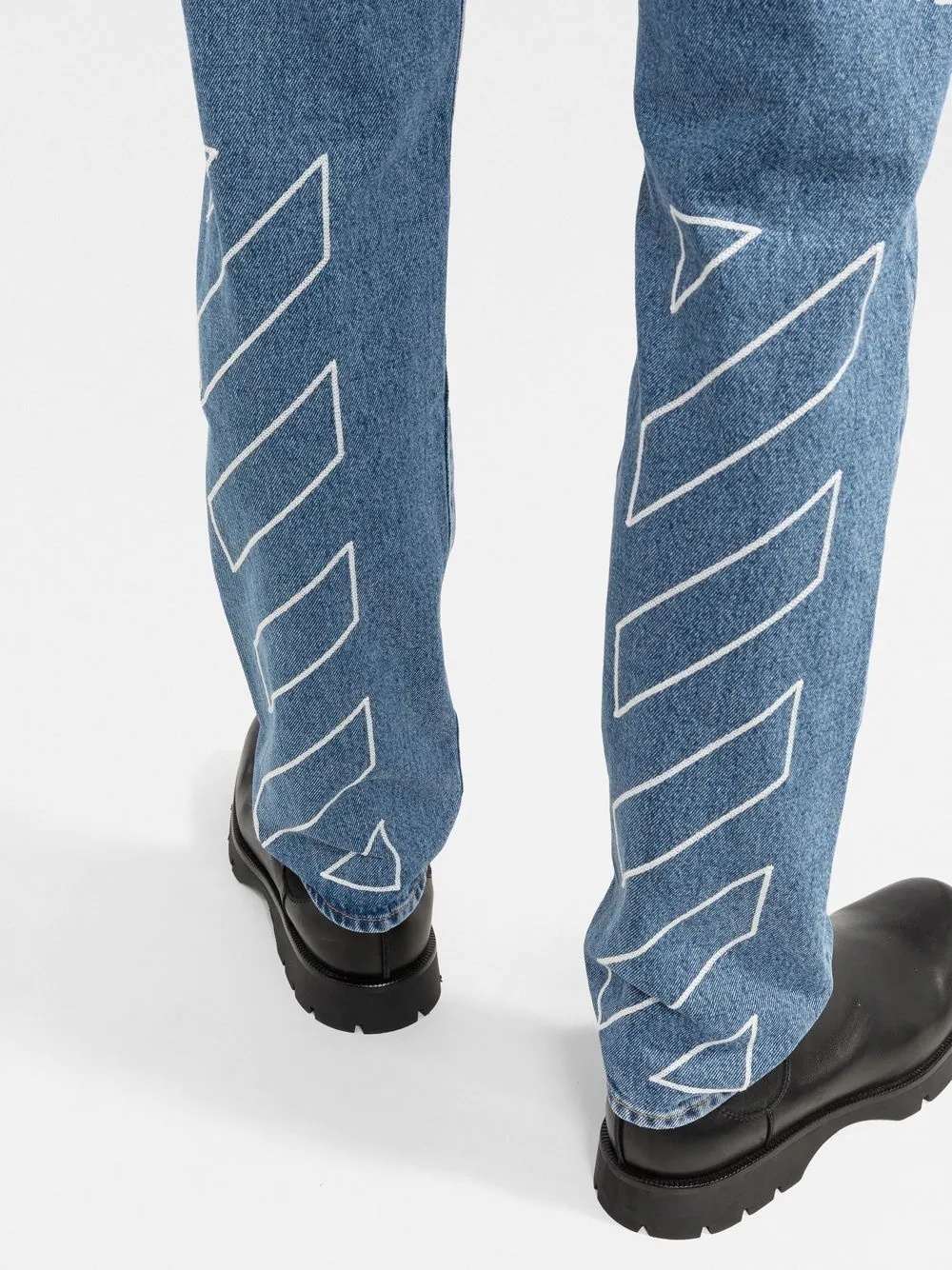 Diag stripe-print straight-leg jeans - 5