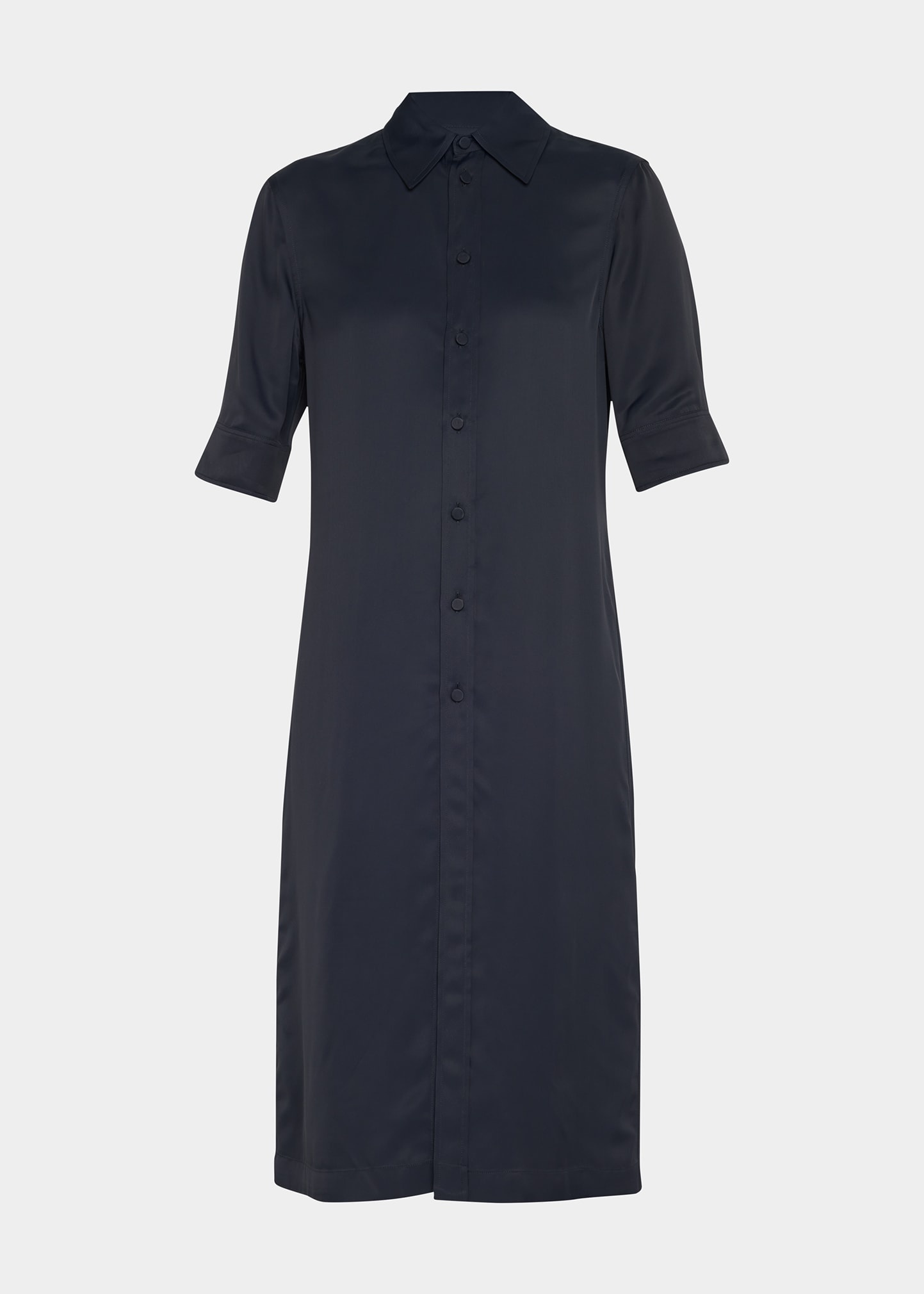 Short-Sleeve Collared Matte Fluid Tunic Shirt - 5