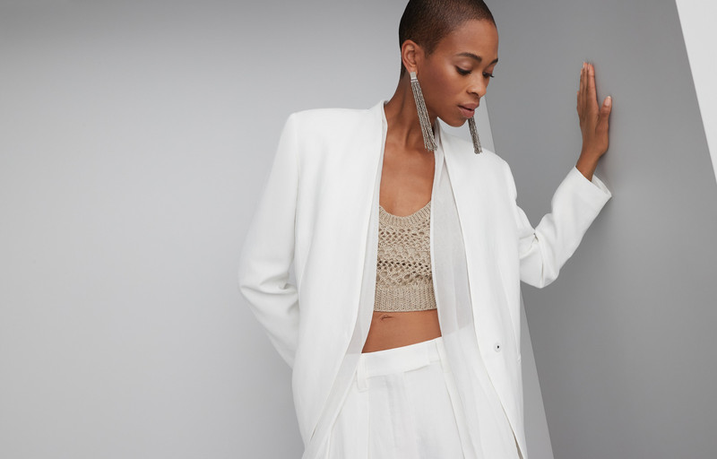 비스코스와 린넨 액체 능직물 blazer monili 및 면 organza 삽입 6