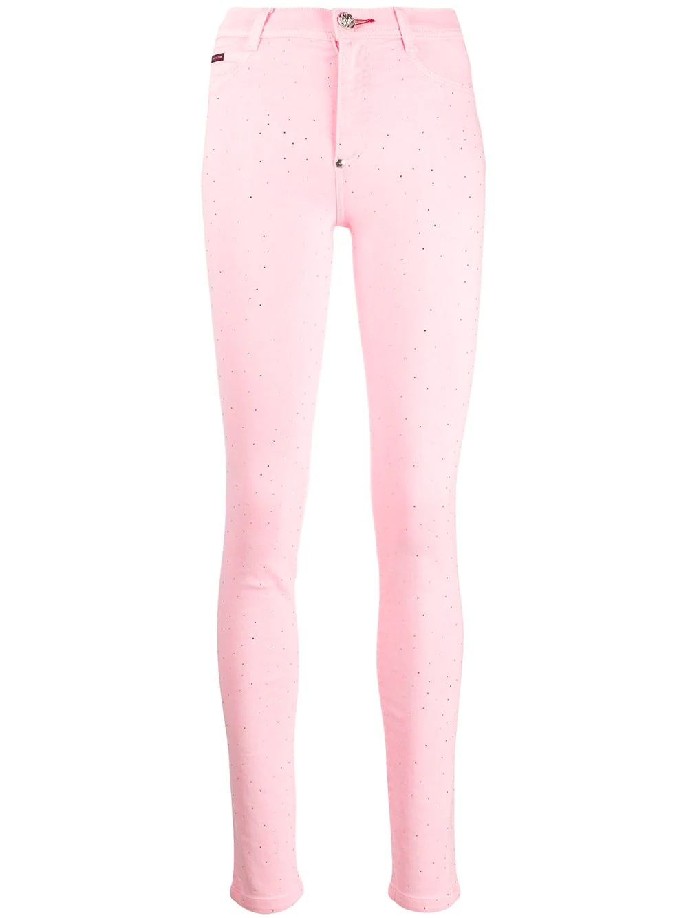 high-rise crystal-embellished jeggings - 1