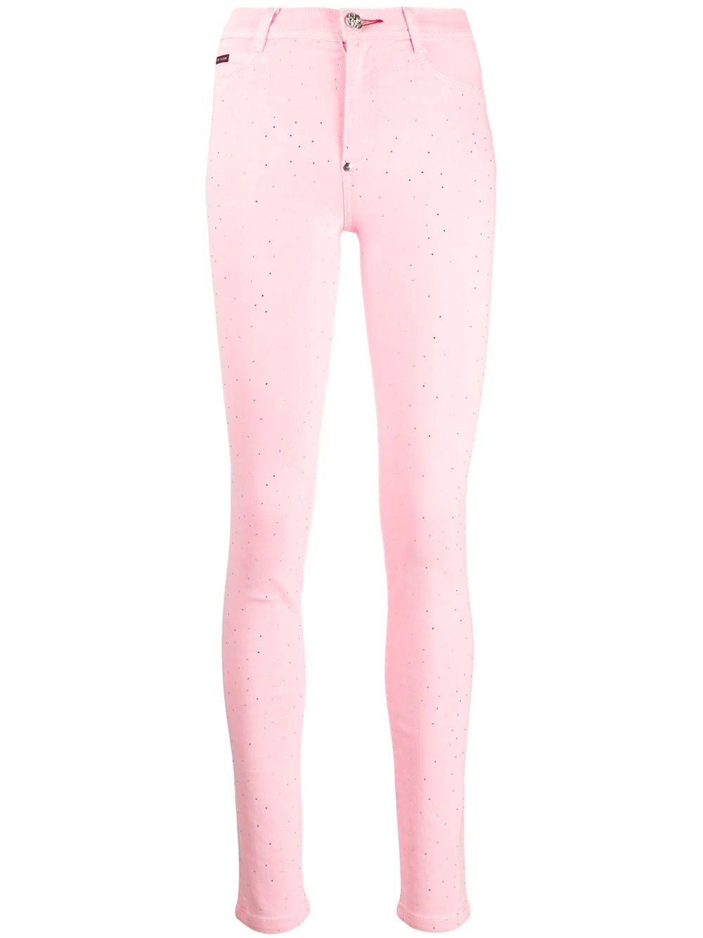 high-rise crystal-embellished jeggings - 1