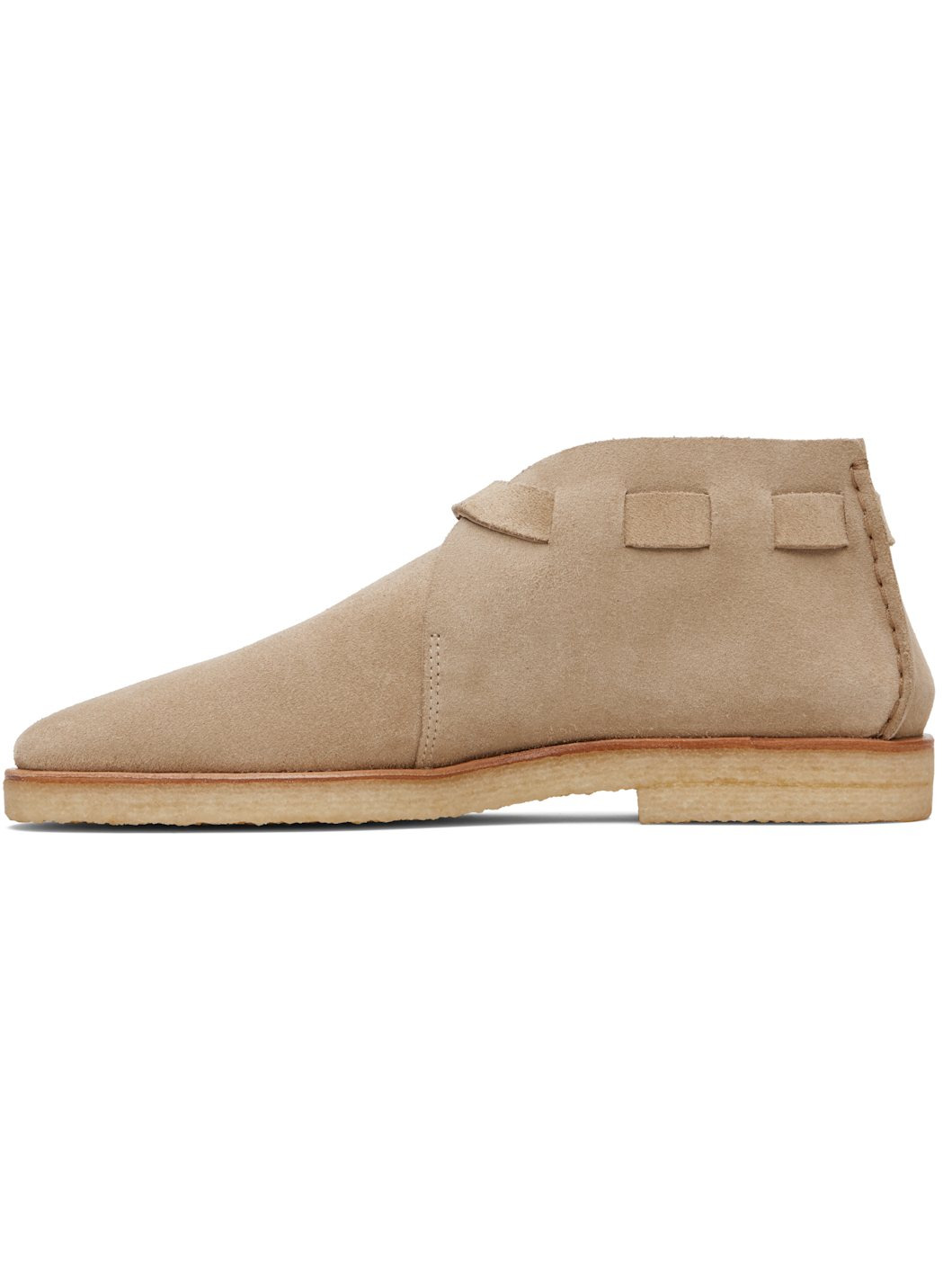 Beige Buckle Slip On Desert Boots - 3