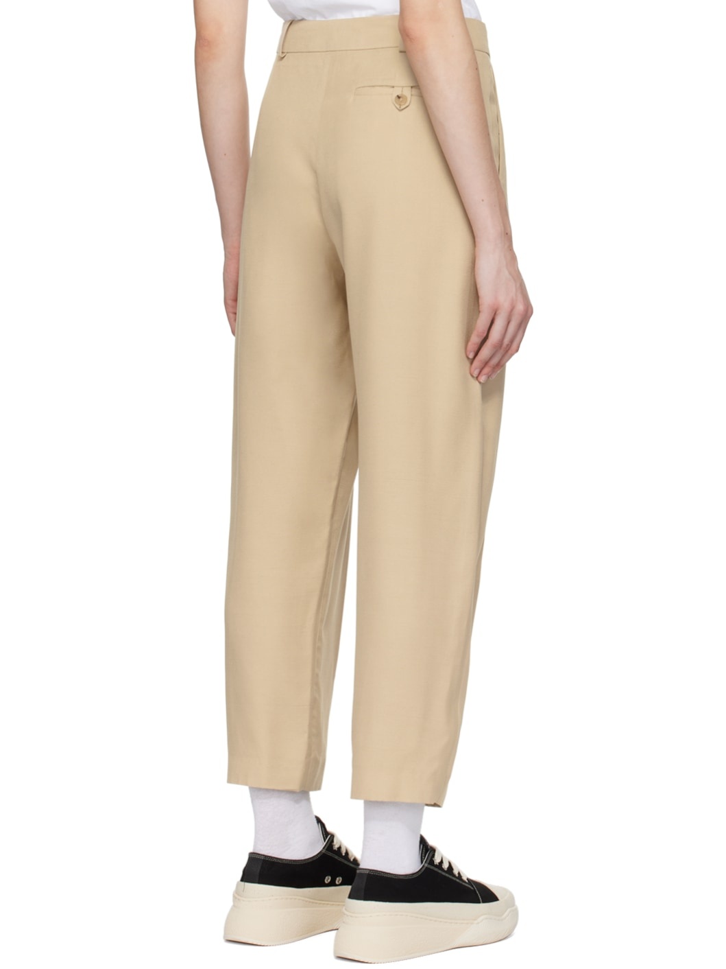 Beige Tapered Trousers - 3