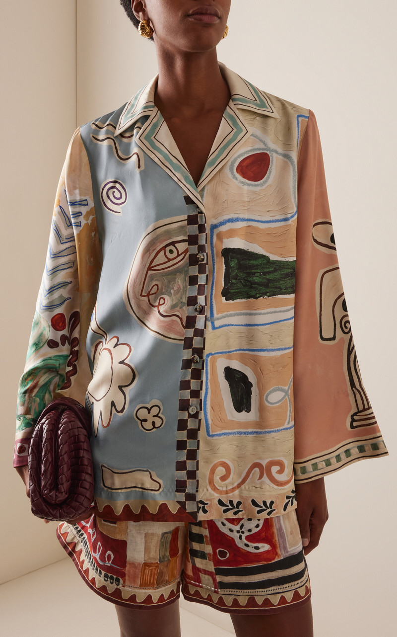 ALÉMAIS Michelle Silk-Twill Shirt multi outlook