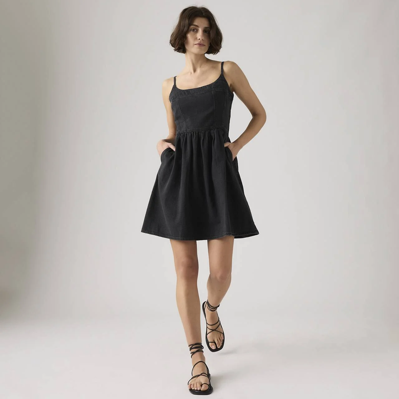 JADINE DENIM MINI LIGHTWEIGHT DRESS - 1