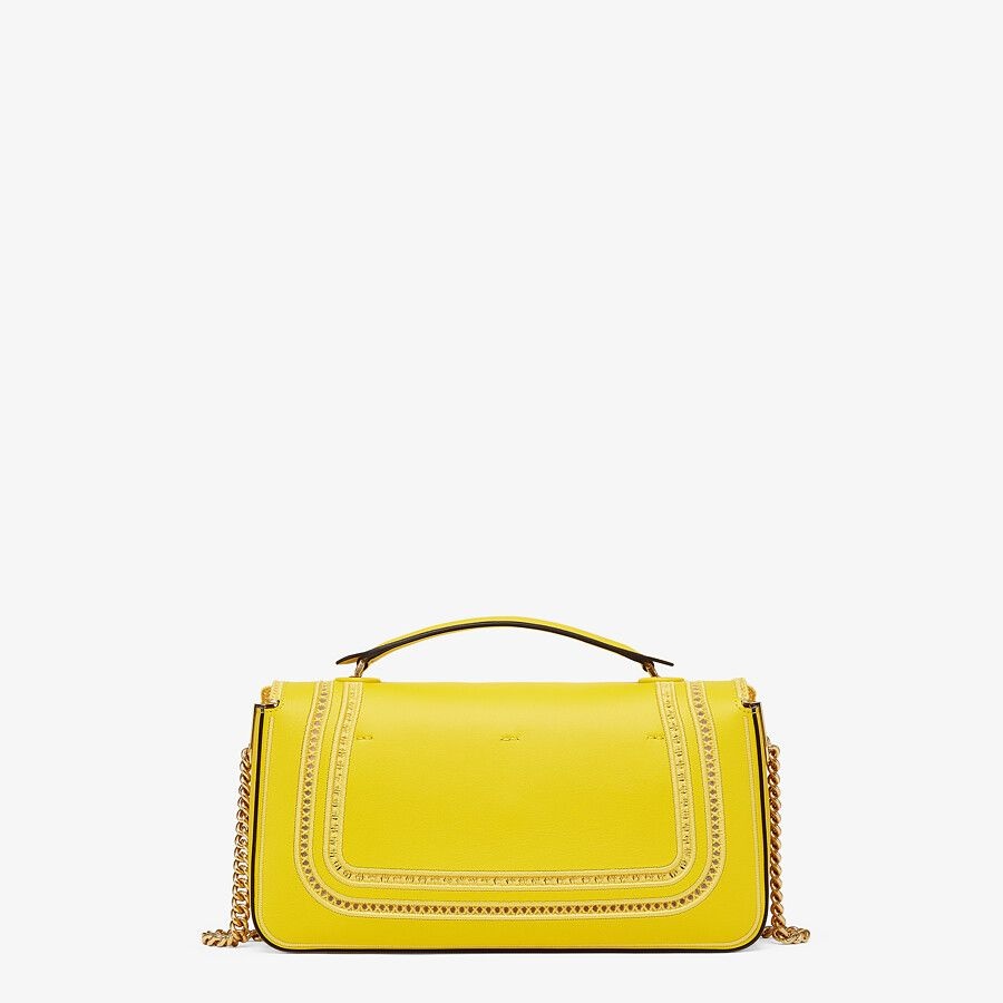 Embroidered yellow leather bag 3