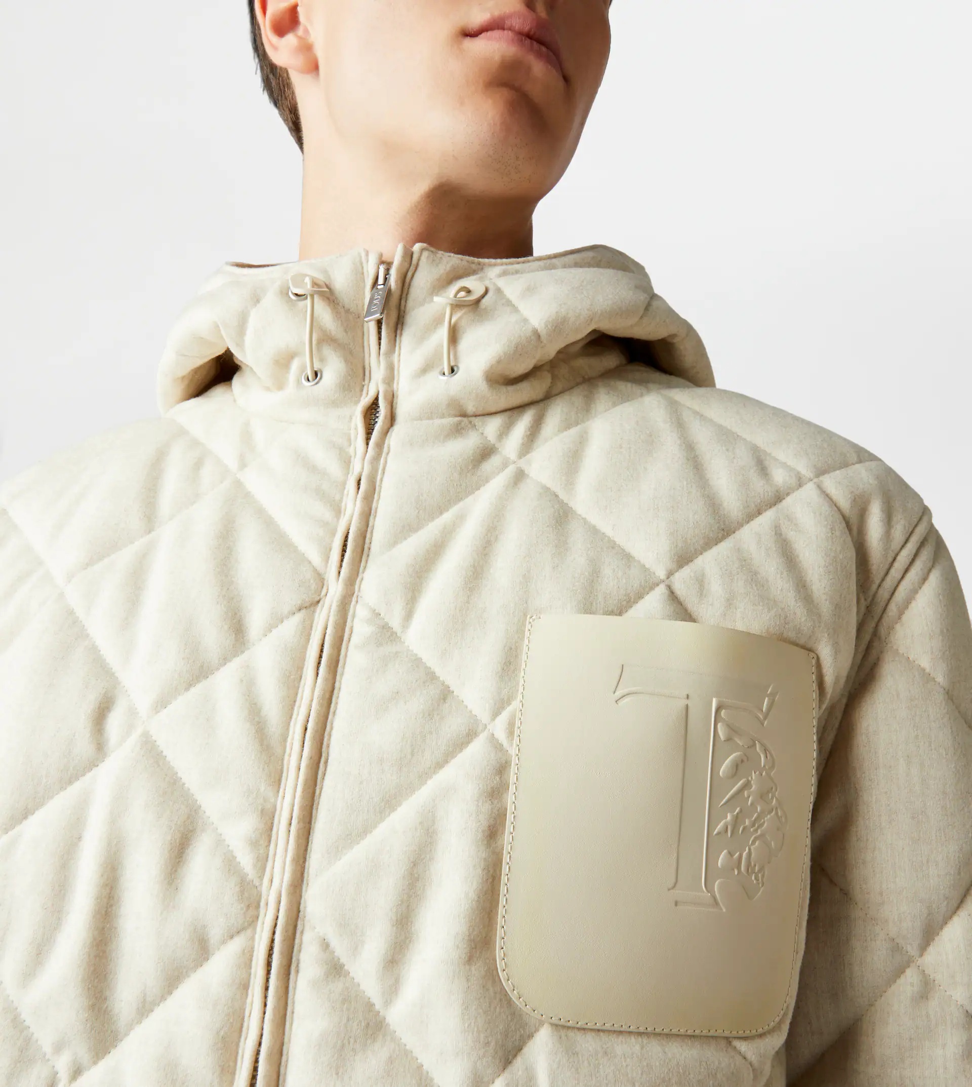 TOD'S QUILTED OVER BOMBER JACKET - BEIGE - 5