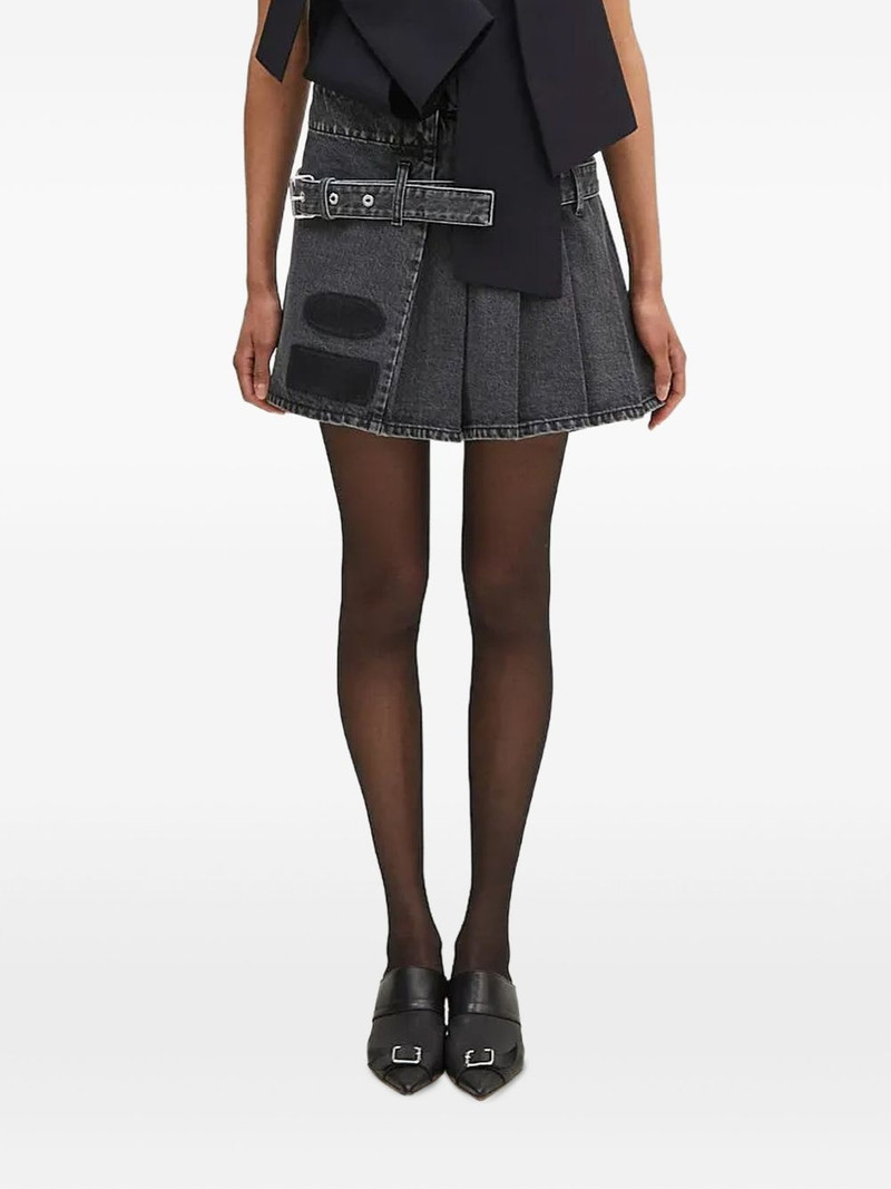pleated belted denim skirt 1