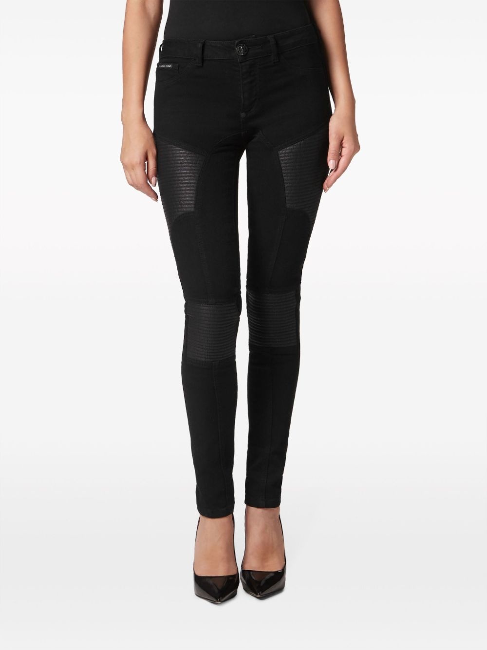 panelled low-rise skinny jeans - 3