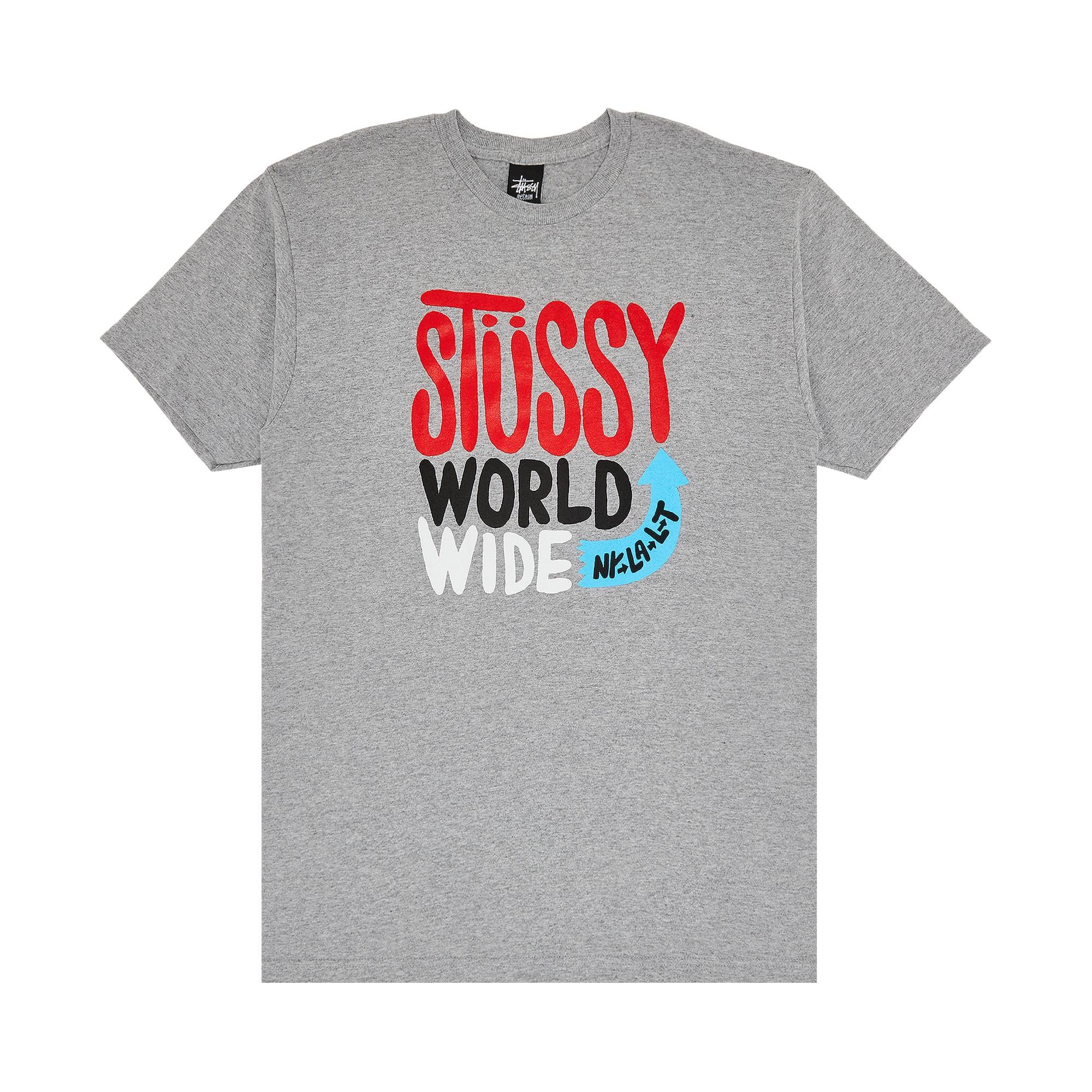 Stussy World Wide Tee 'Grey Heather' - 1