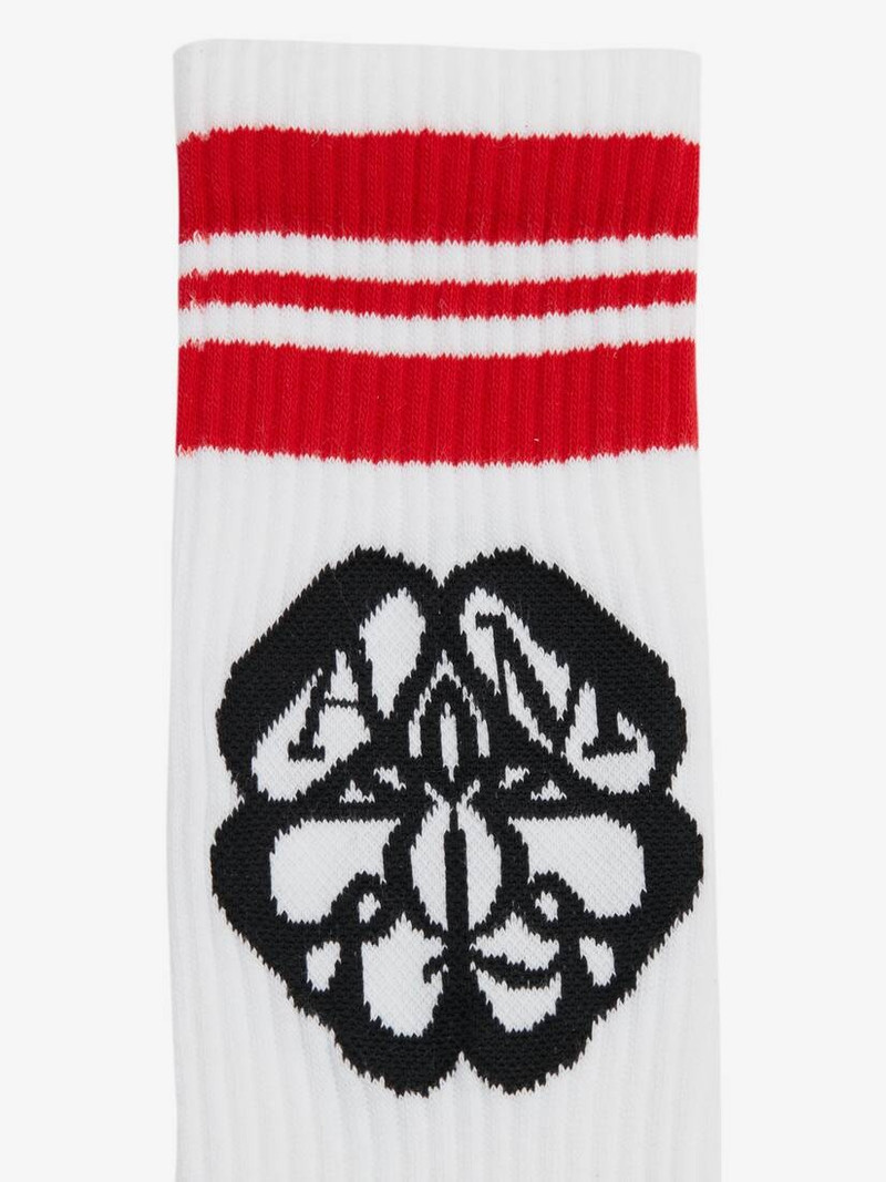 Alexander McQueen Men's Seal Logo Socks in White/red outlook