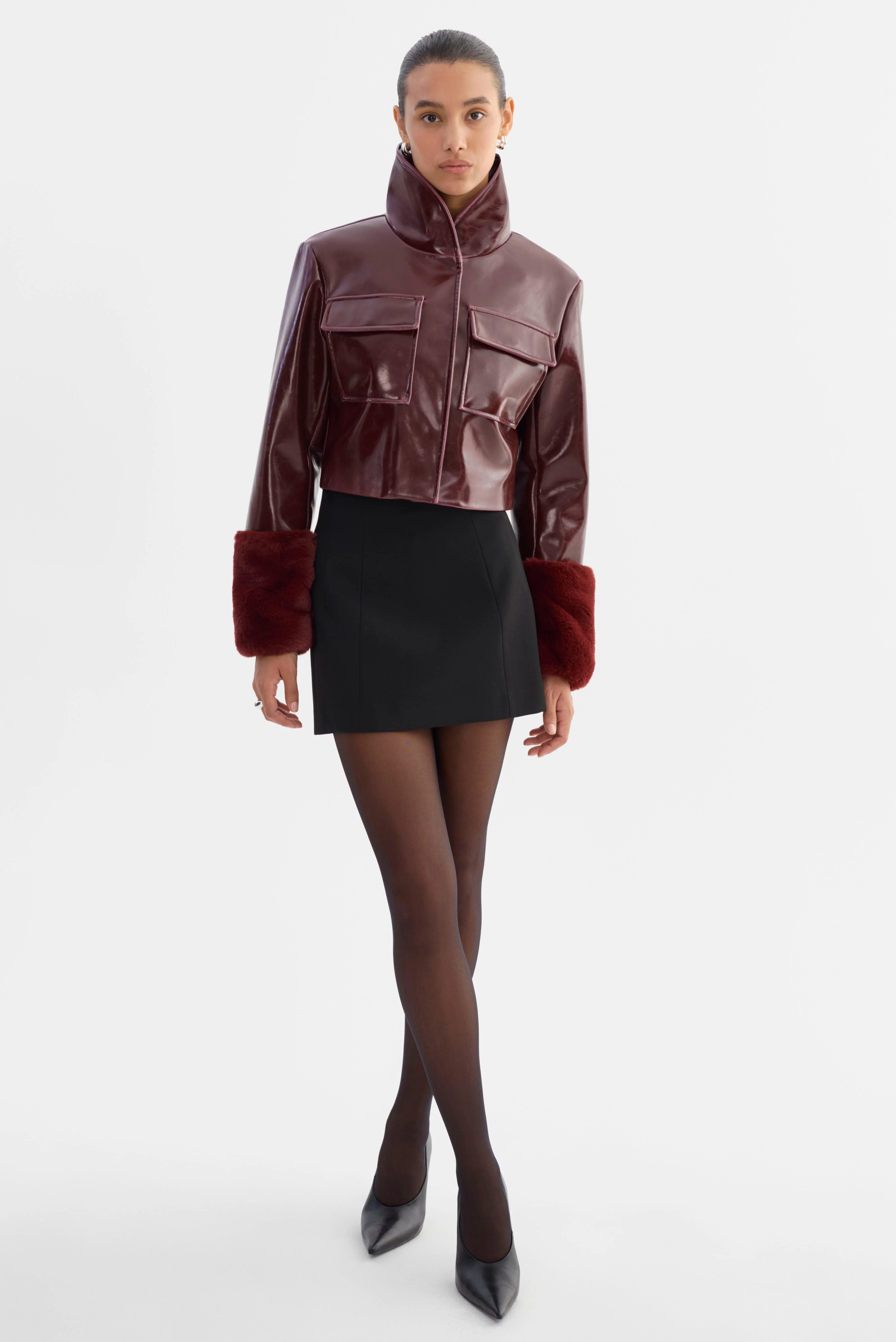 HEDDA | Cropped Faux Leather Jacket - 1