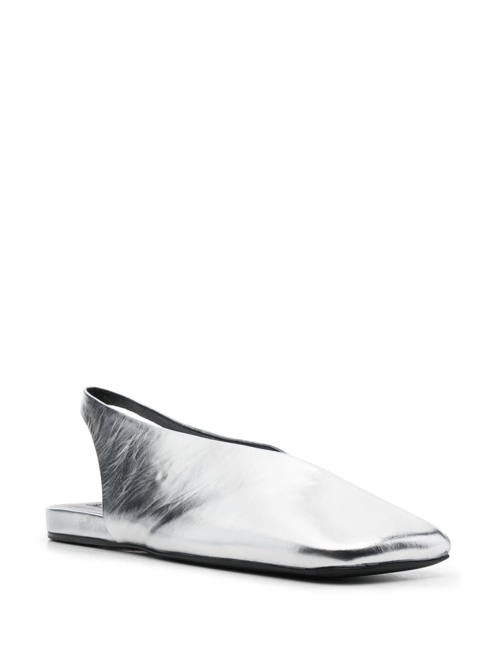 square-toe metallic ballerina shoes - 2