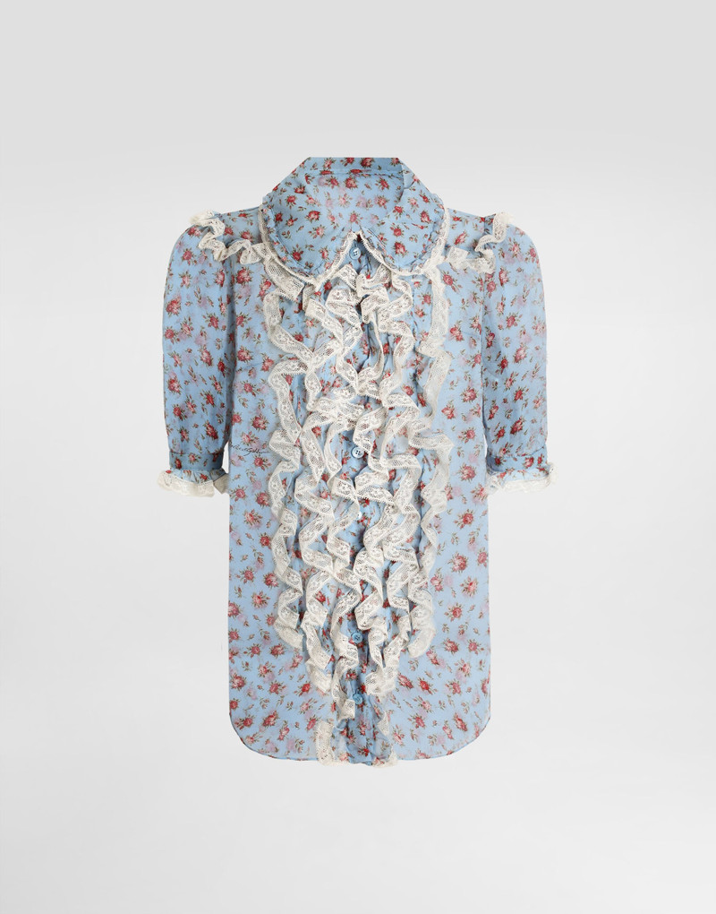 Small rose-print chiffon shirt 1