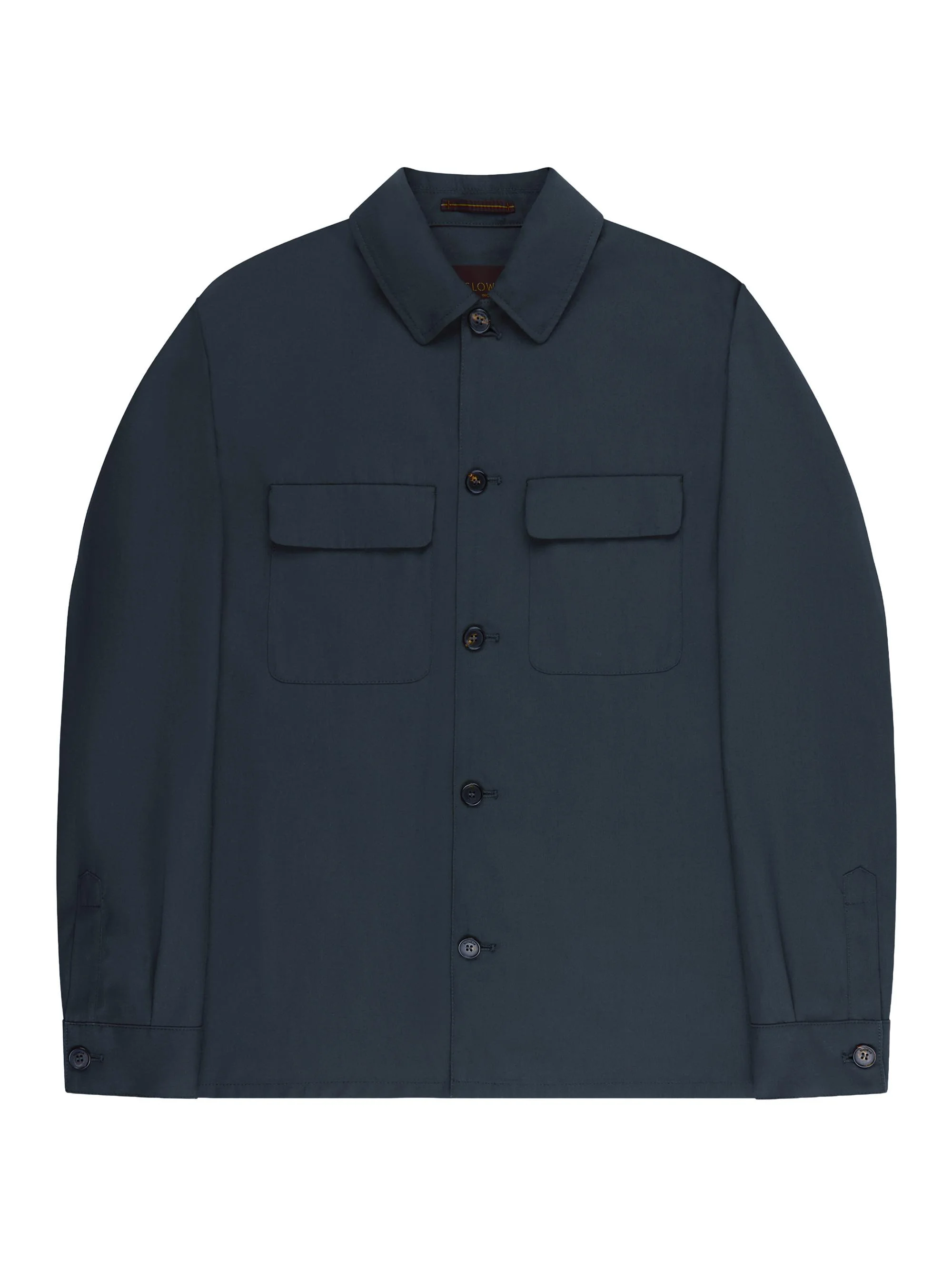 Men's Stretch-Cotton Twill Crepe Overshirt - Dark Blue - 1