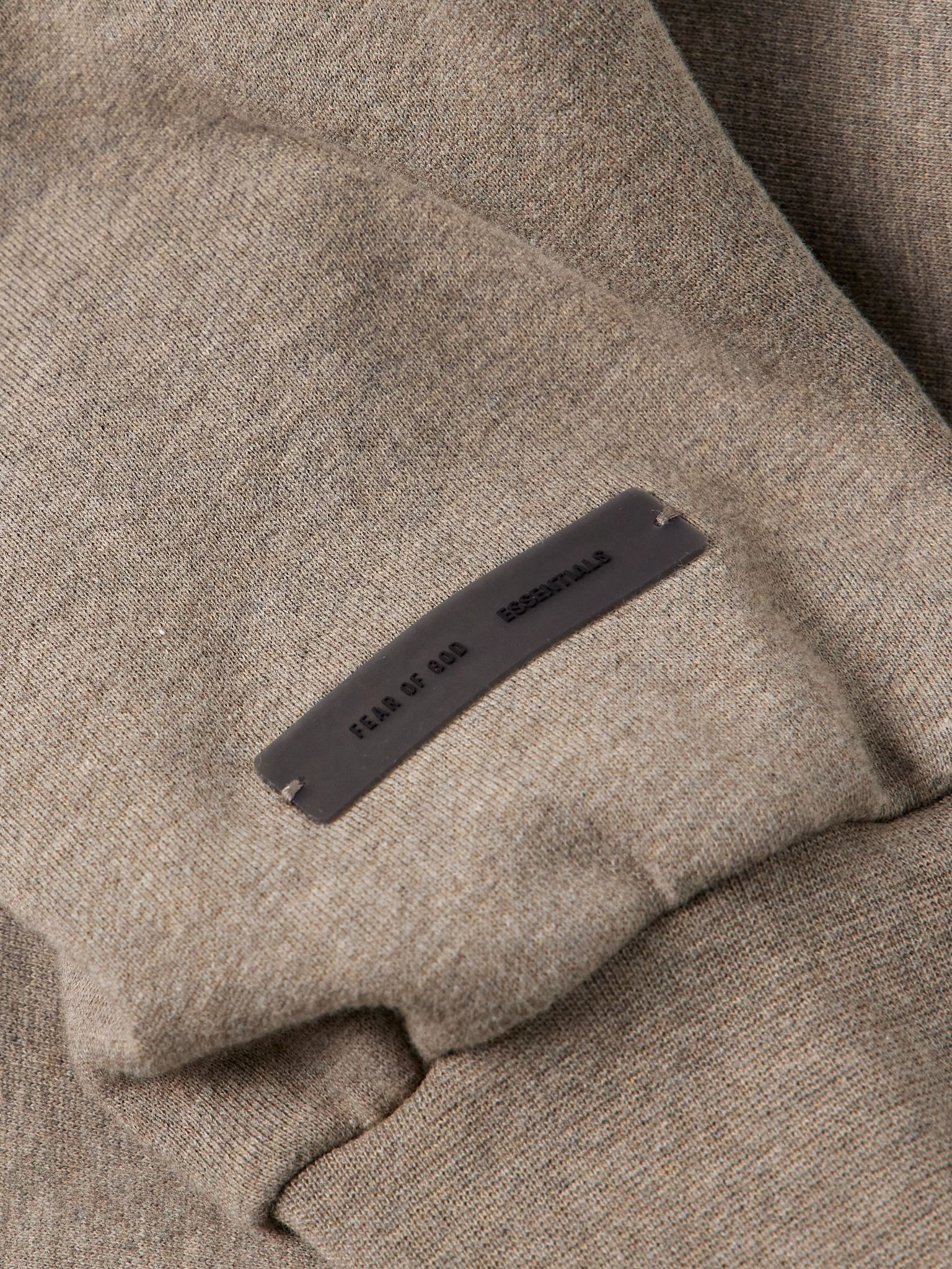 Logo-Appliquéd Cotton-Blend Jersey Sweatshirt Taupe - 4