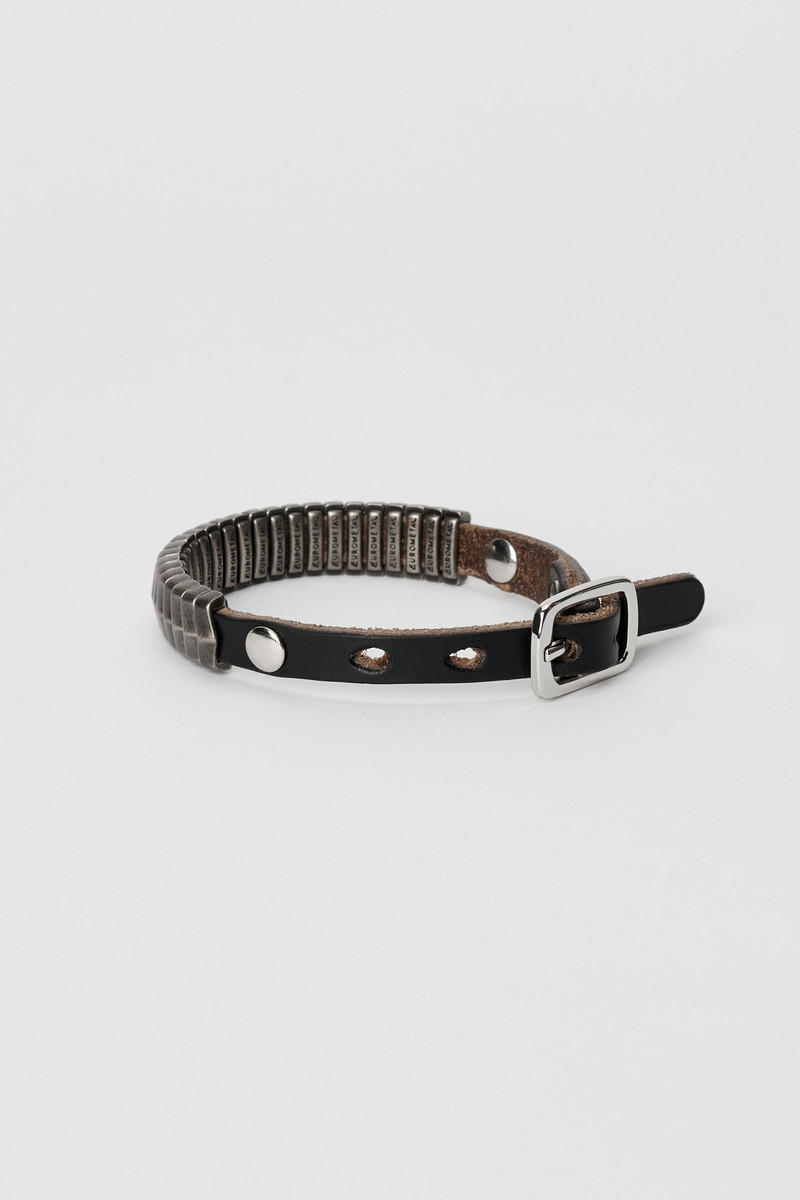Our Legacy Spine Bracelet Black Chromexcel Leather outlook