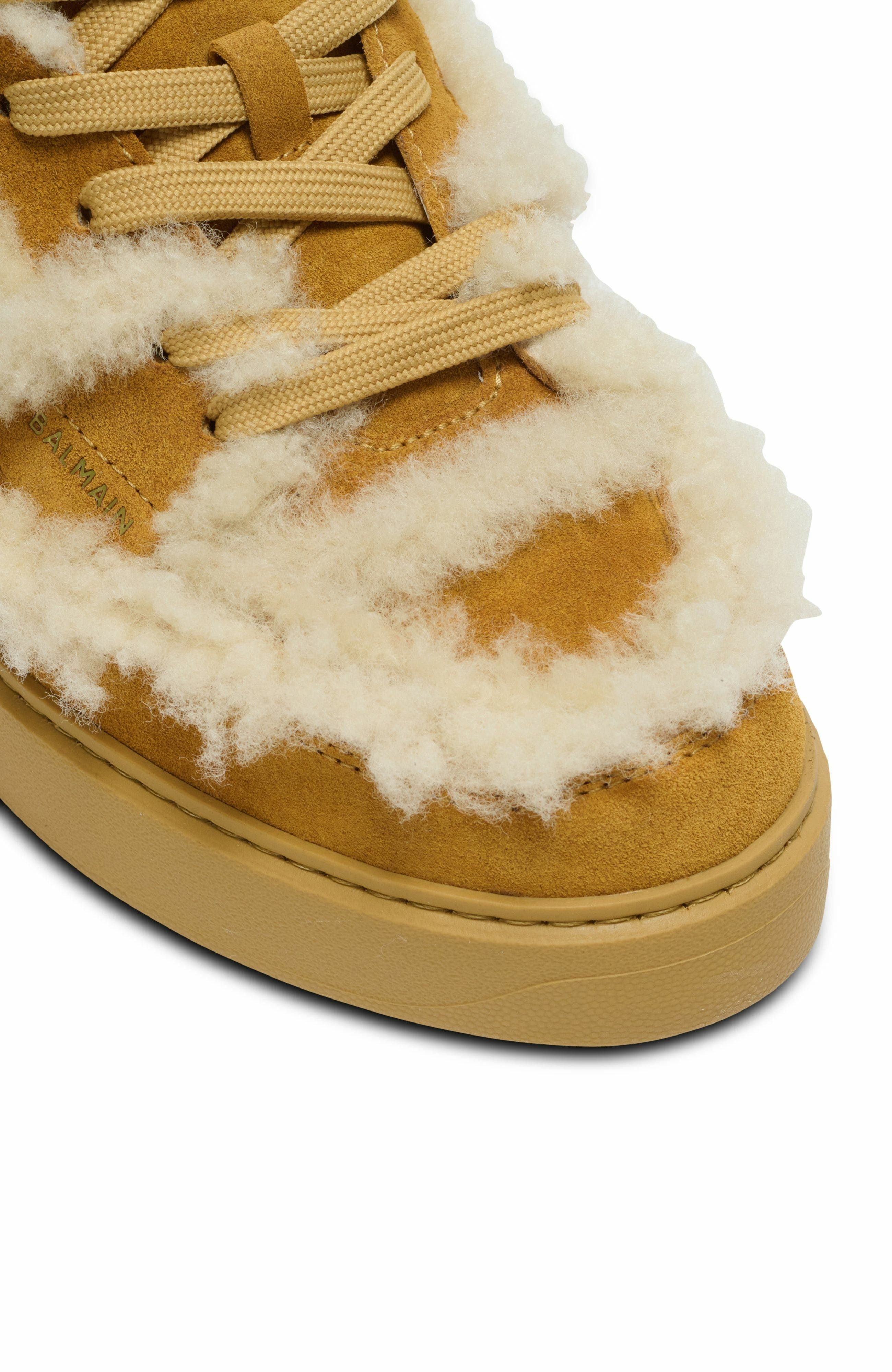 Balmain B-Court Flip Shearling Trainers in Brown at Nordstrom - 7