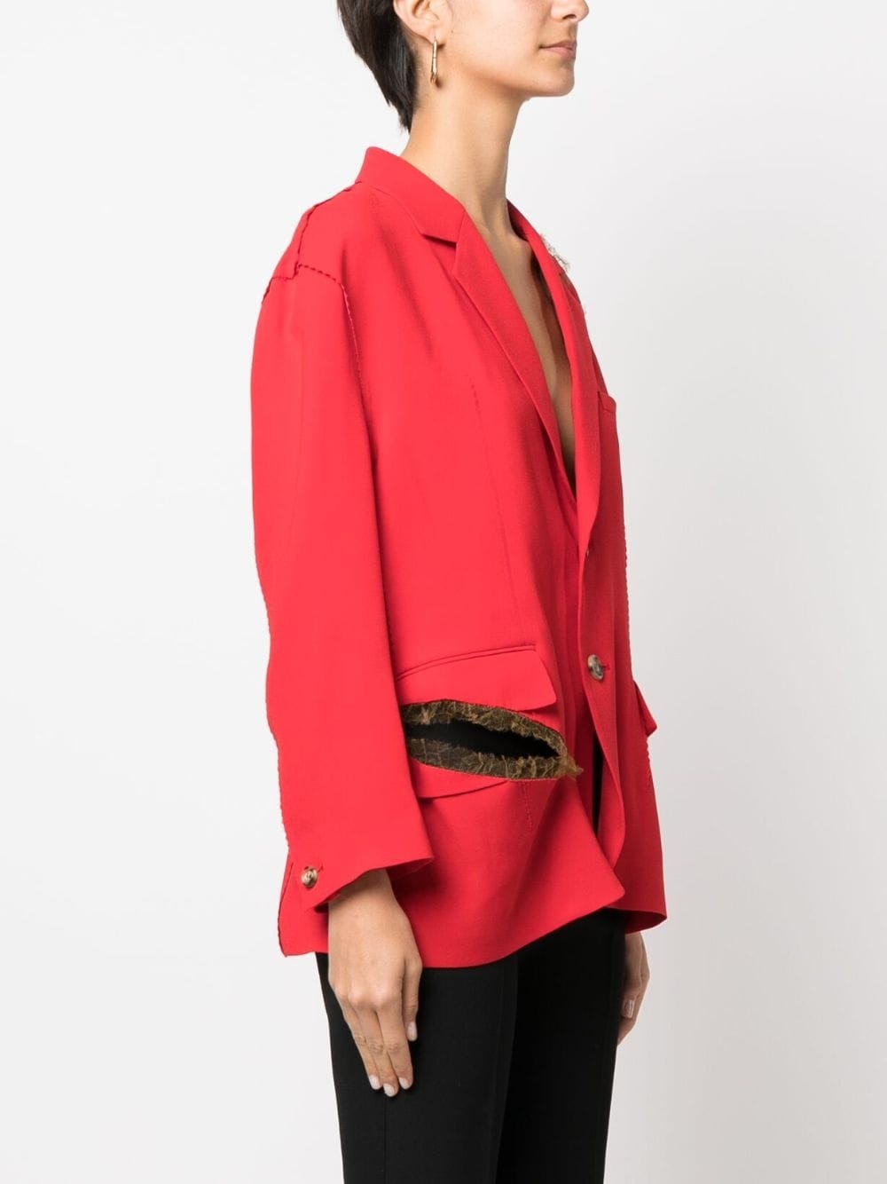 boxy distressed tulle-trim blazer - 3