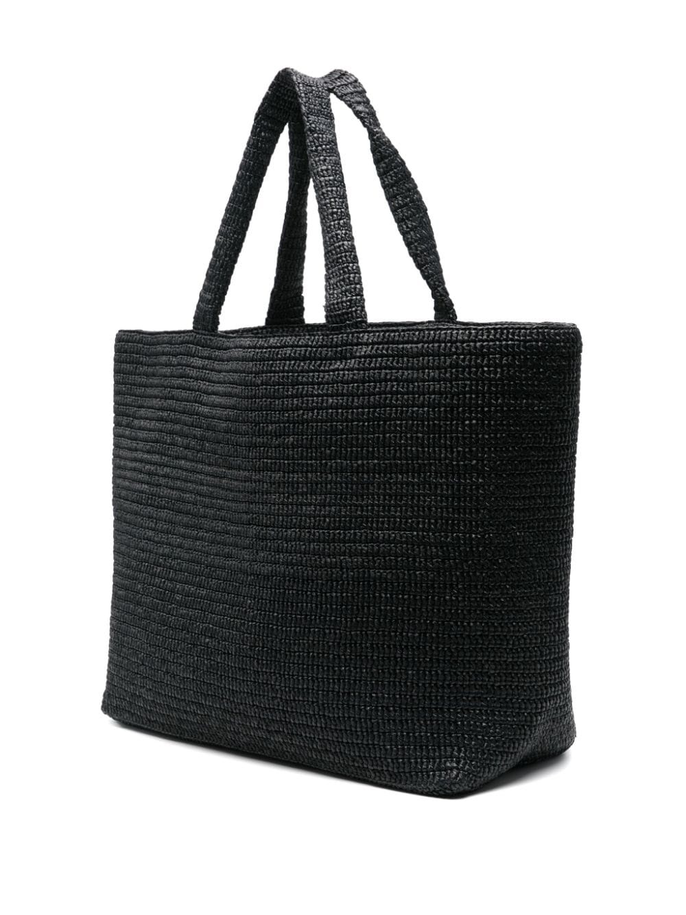 logo-embossed raffia tote bag - 3