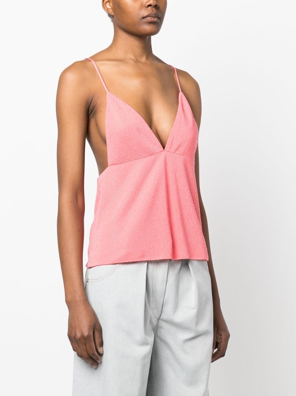 sequin-embellished V-neck top - 3