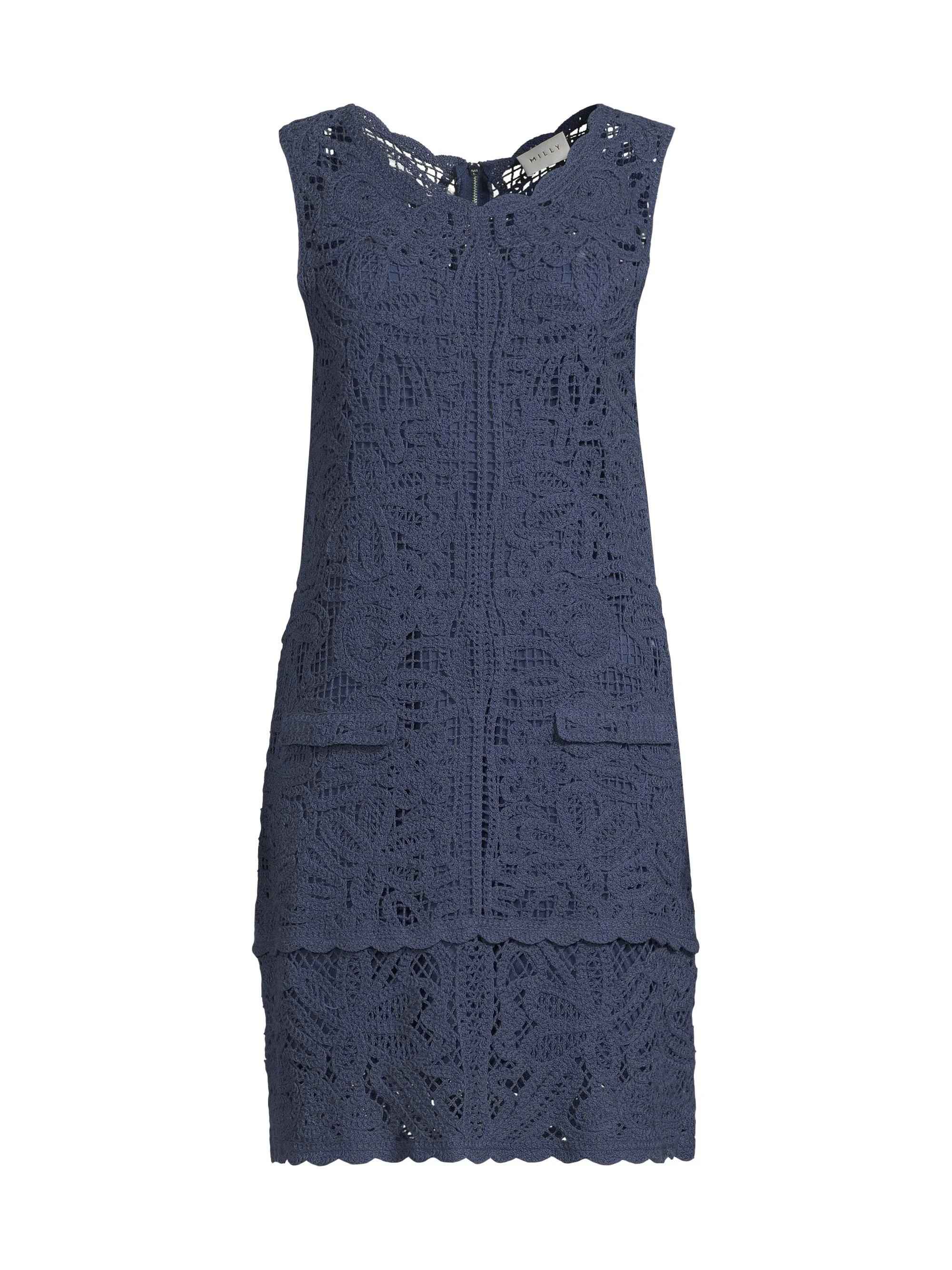 Women's Crochet Cotton Cover-Up Minidress - Navy - 1