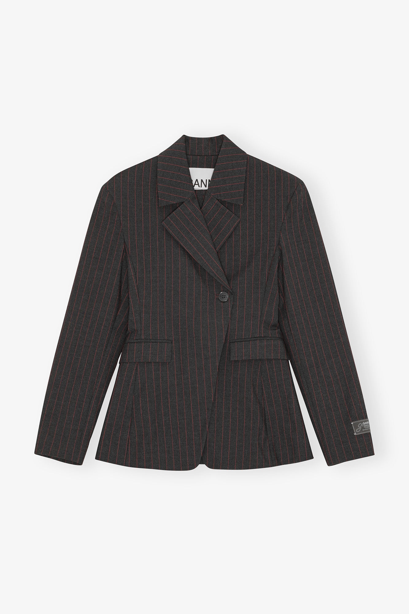BLACK PINSTRIPE BLAZER - 1