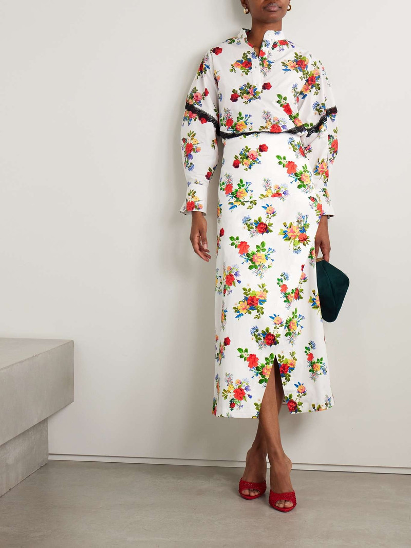 KIKA VARGAS MJ lace-trimmed floral-print cotton-poplin top Multi outlook